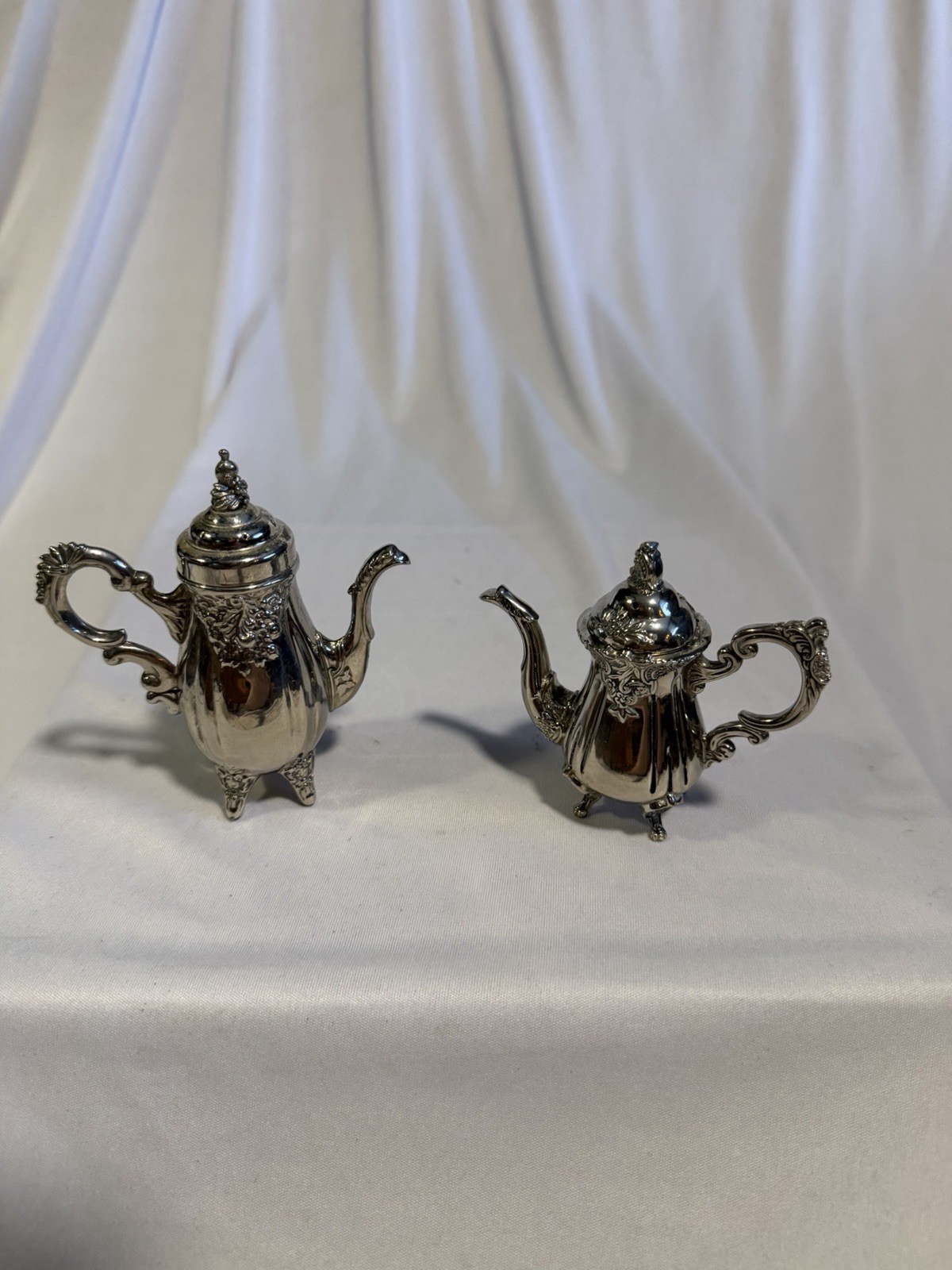 Godinger Silverplate Mini Salt & Pepper Set, Ornate Footed Design