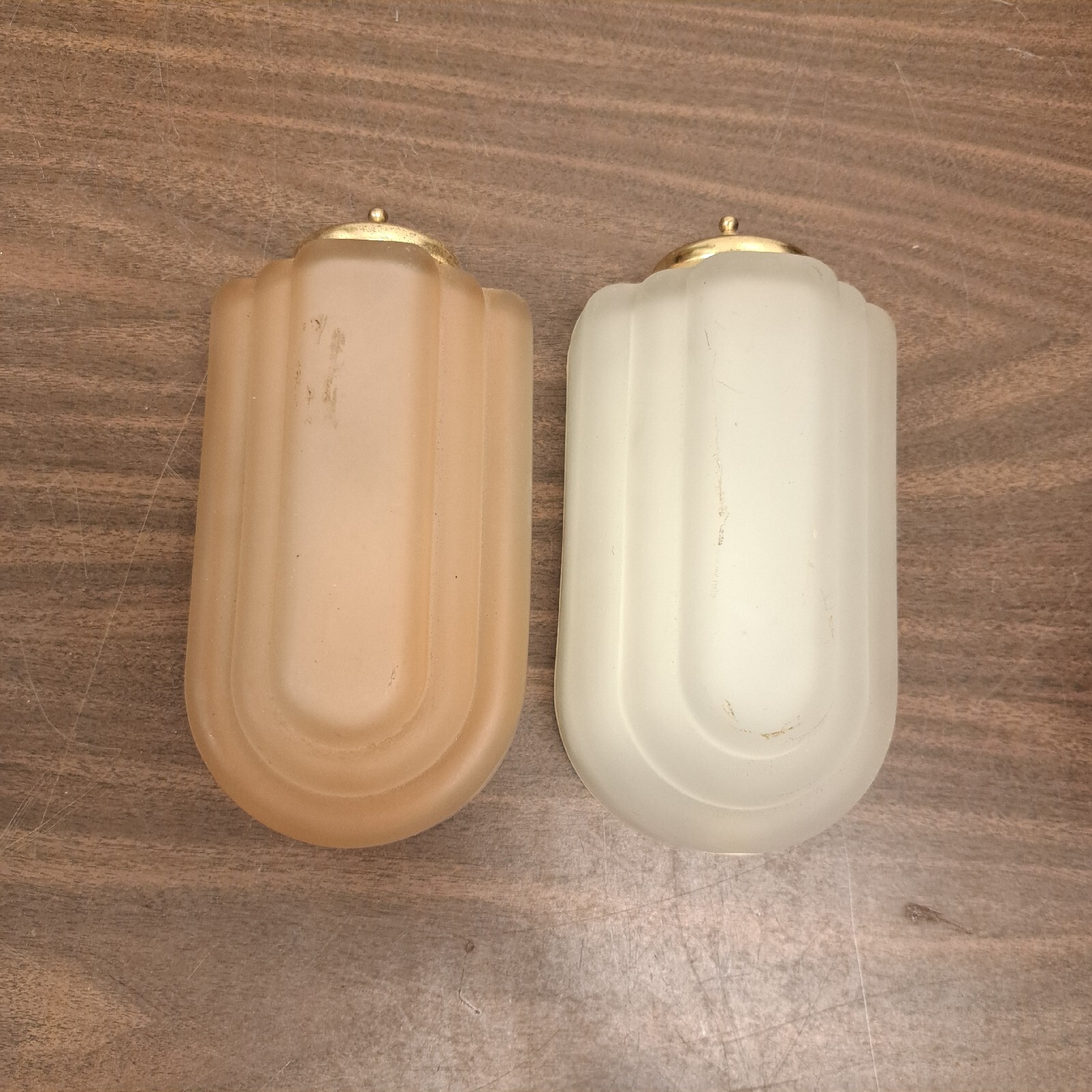 Antique Vintage Art Deco Glass Wall Scone Shade Lot Of 2