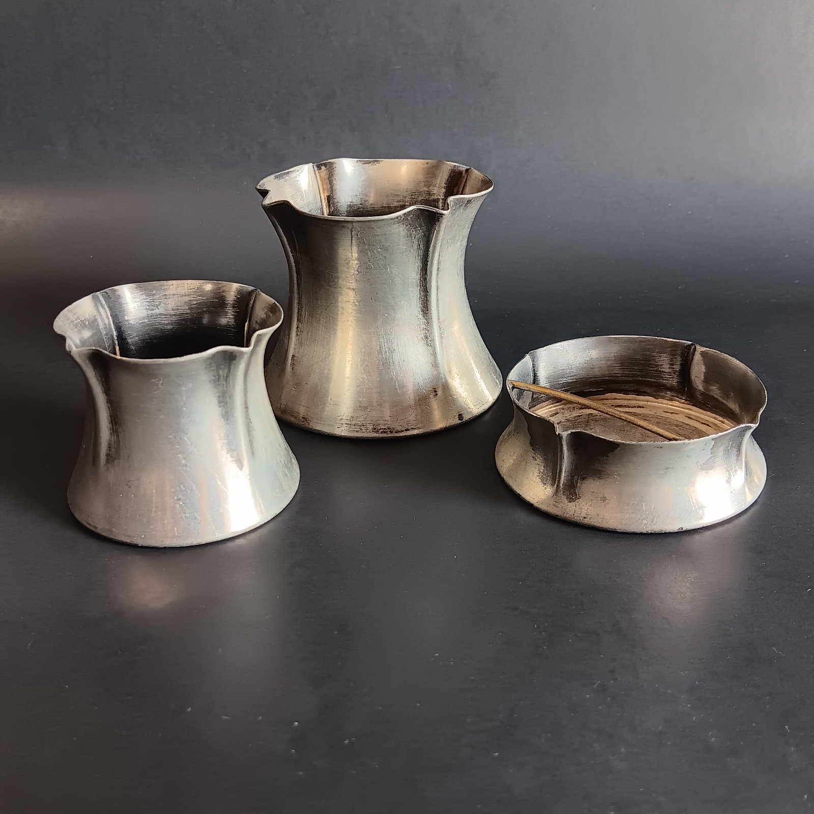 Silver Plated Engraved Victorian Cups Match Cigarette Holder Ashtray Smoking Set