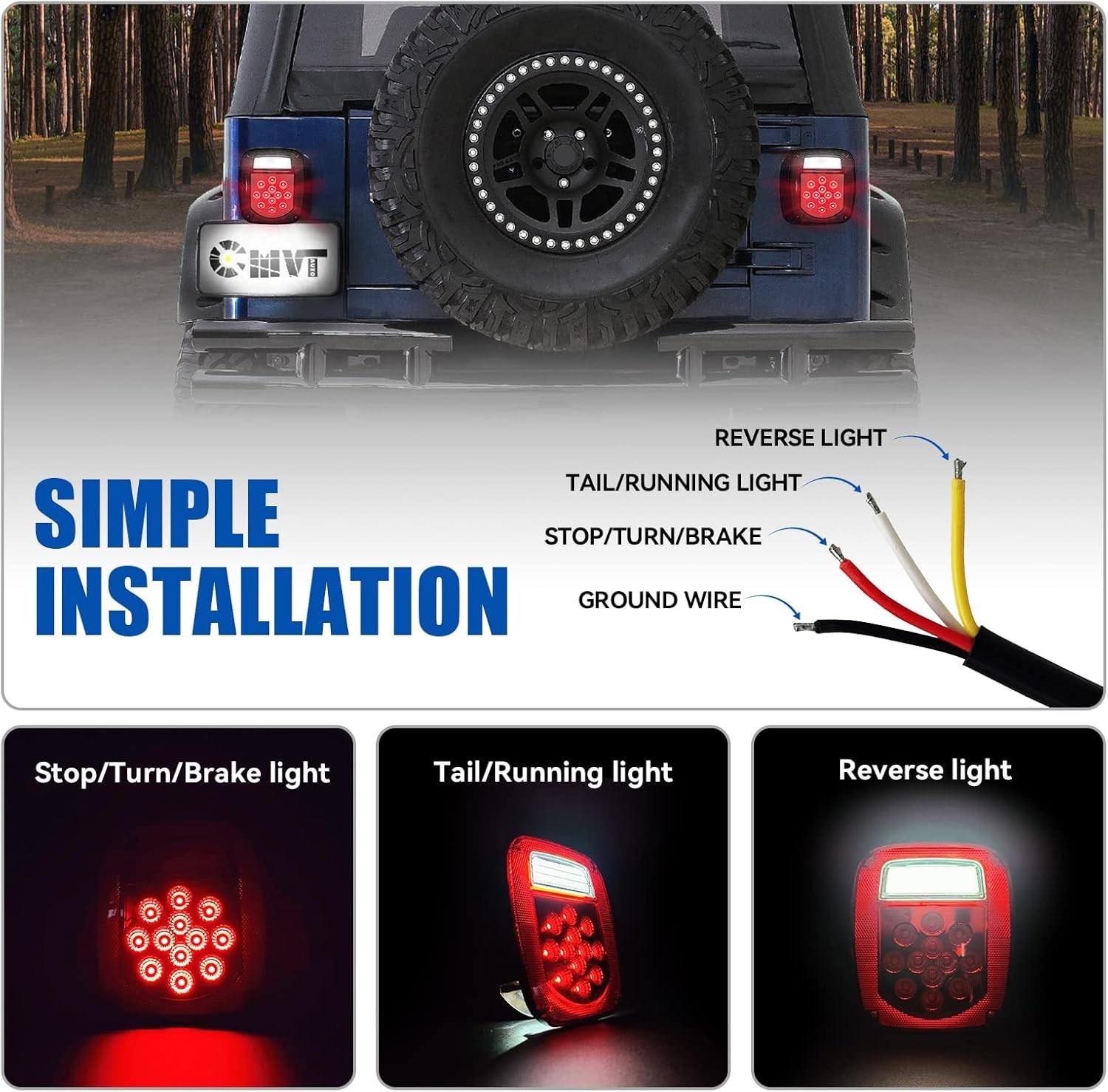 Universal LED Replacement Tail Lights Taillights for Jeep Wrangler TJ YJ CJ, Smo