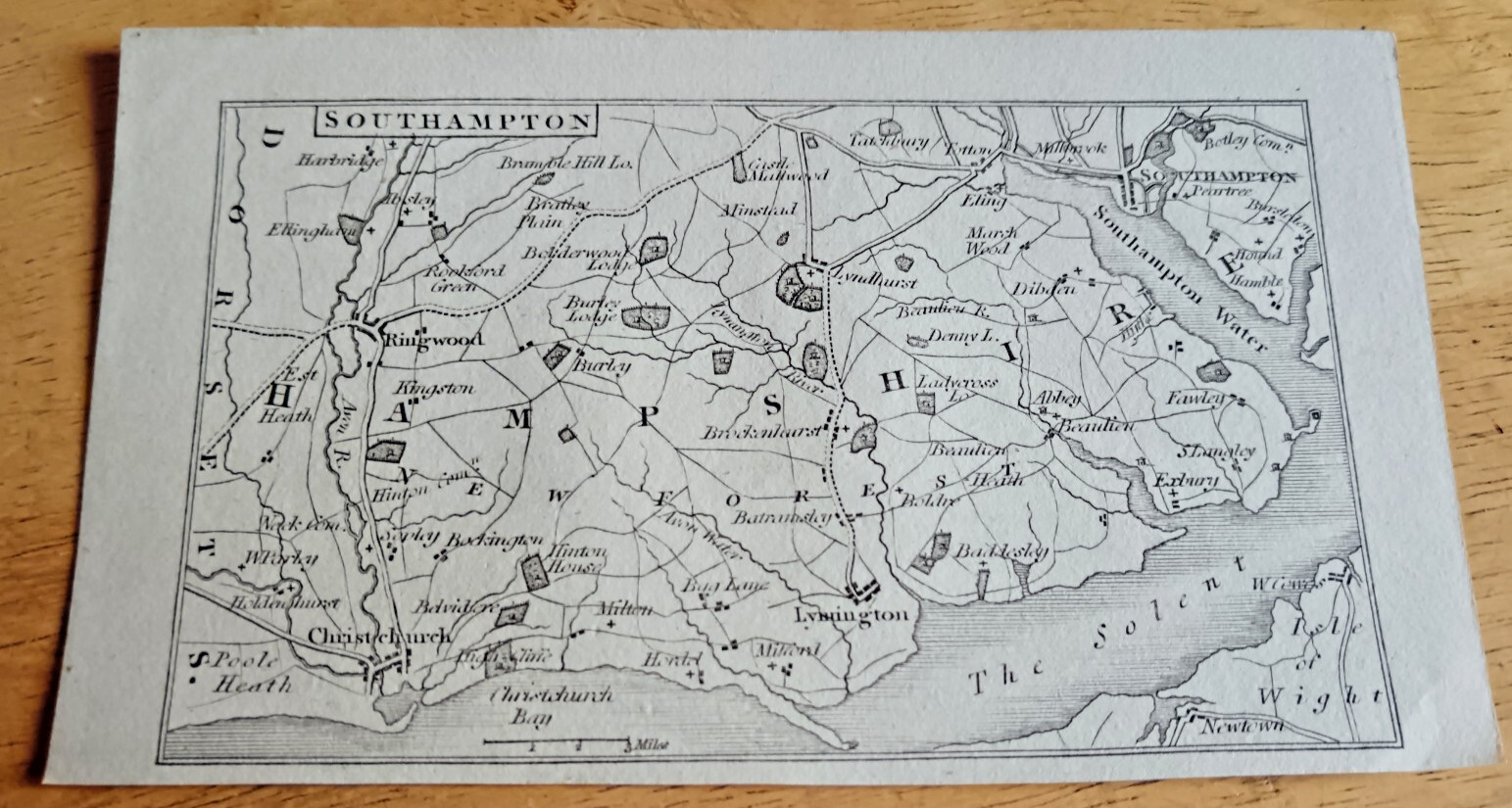 SOUTHAMPTON Map – c.1805 Antique map – Hampshire