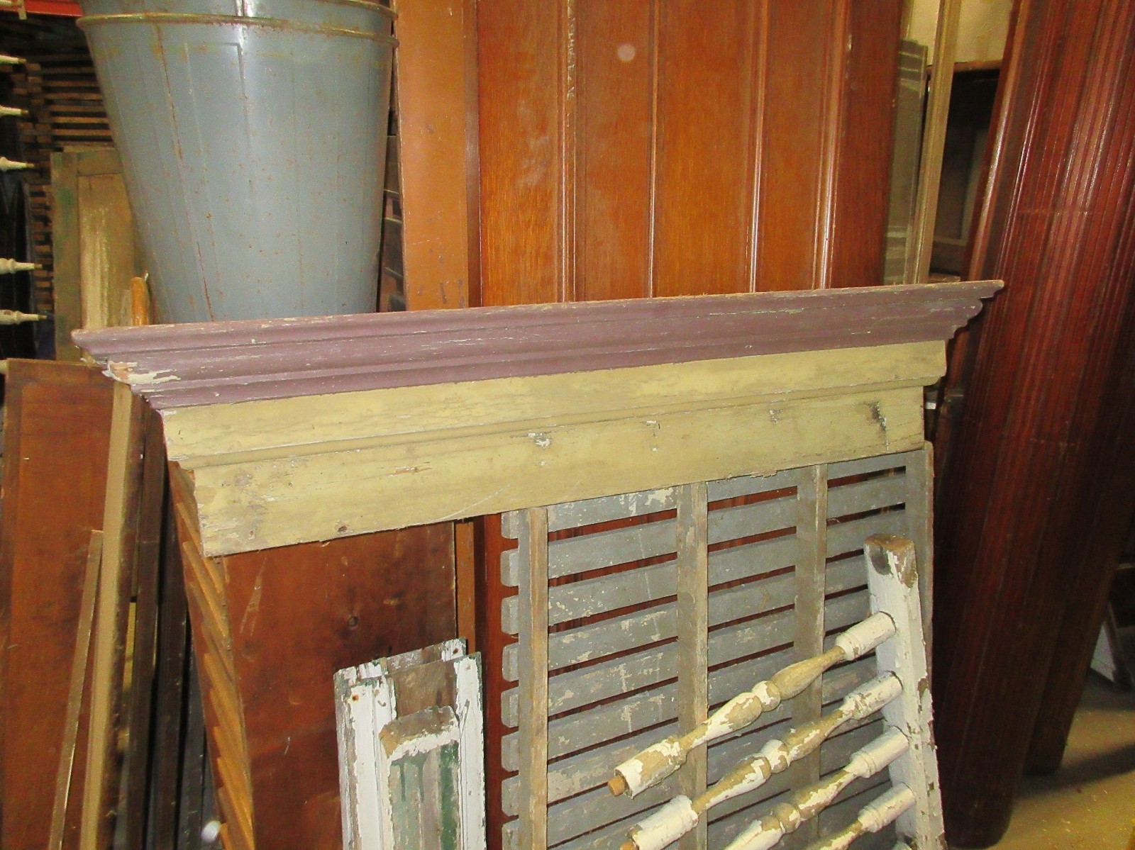 CIRCA 1880 ANTIQUE SALVAGE red & mustard victorian window pediment header 47 x10
