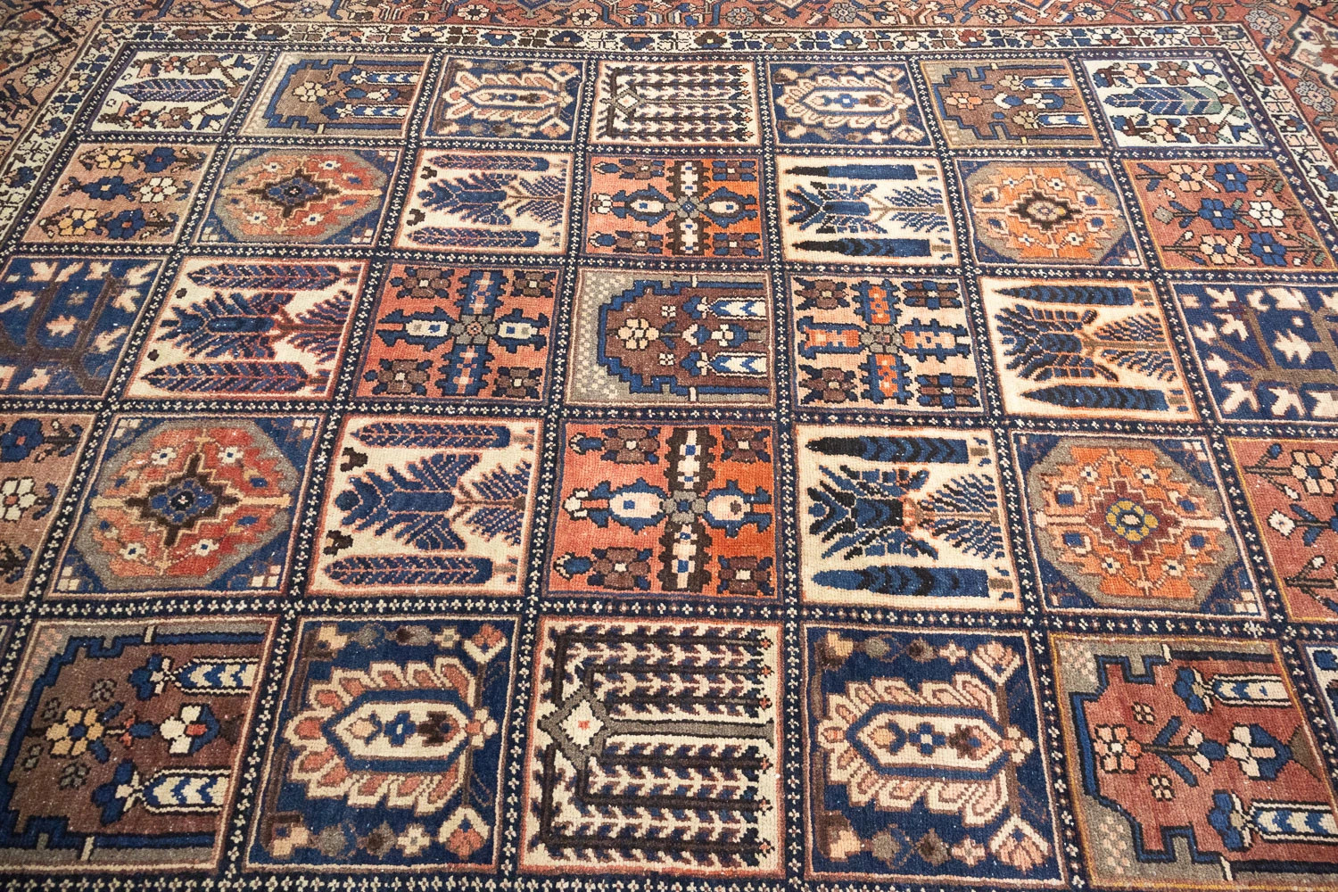 8’9 x 10’5 ft Semi-Antique Handmade Geometric Wool Living Room Carpet