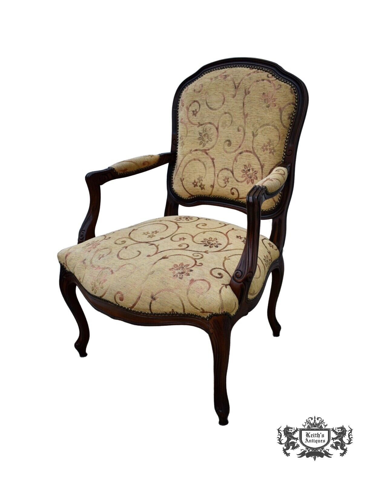 Vintage Carved French Style Bergere Type Chair