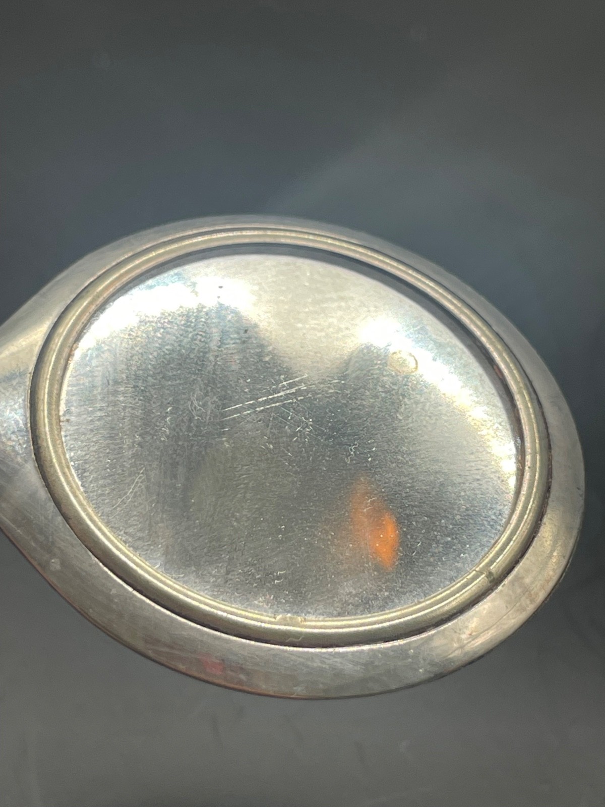 Miniature Antique Victorian chatelain hand mirror silver plated