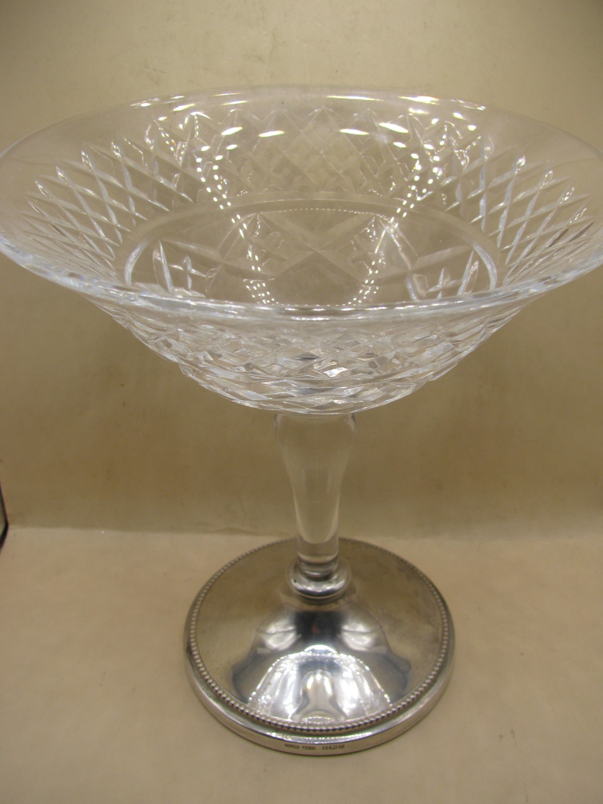 Birmingham 1990 Sterling Silver & Crystal Comport / Sweet Meat Dish