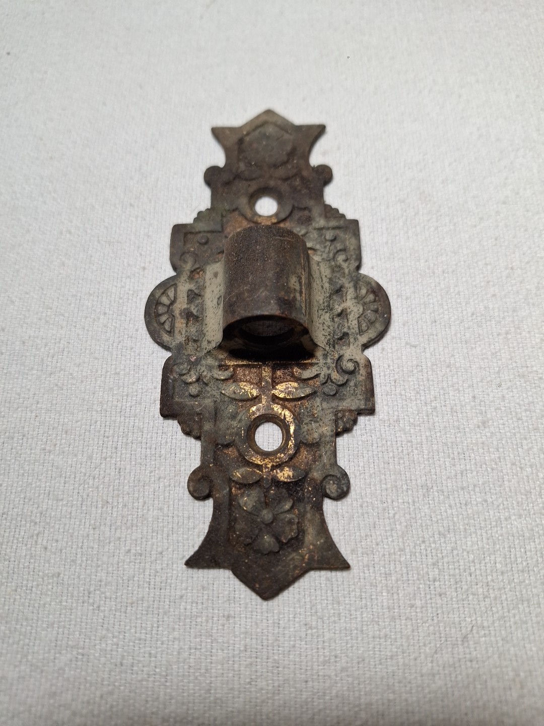 Brass Or Bronze Sconce Hardware 1900s 5 1/2 x 2 1/2 No Markings Heavy Patina VTG