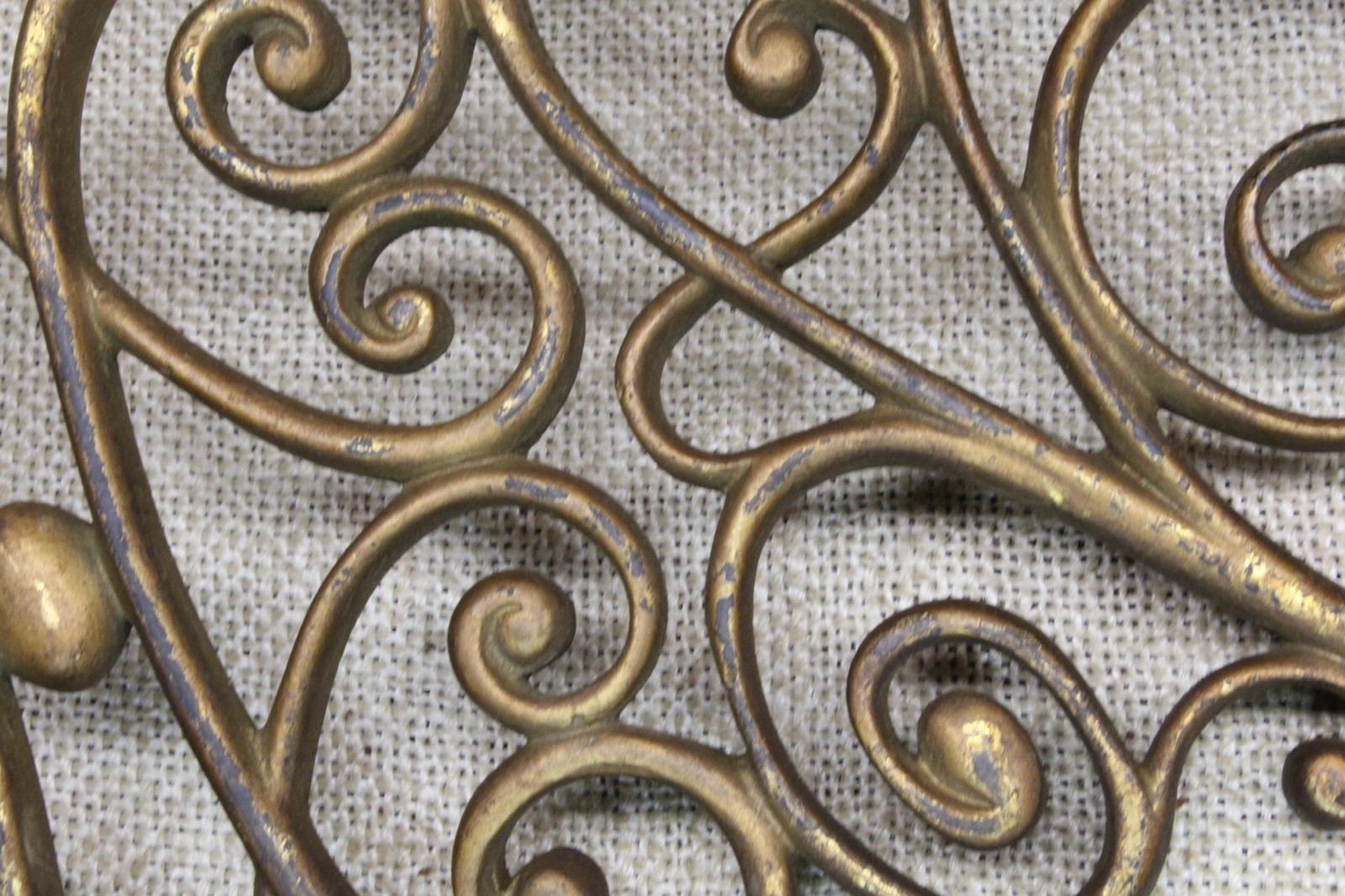 Old Brass Architectural Element Curls Vine Grill Grate Vintage 13 1/2” Cast