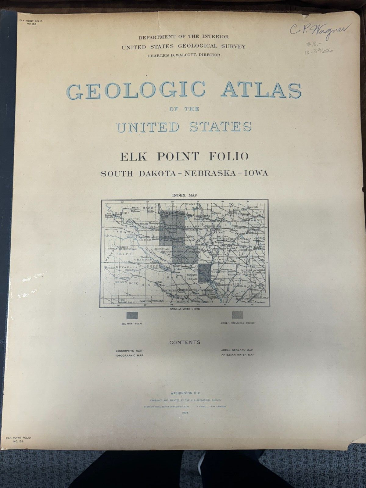 Vintage US Geological Survey Elk Point ND IA NE 1908