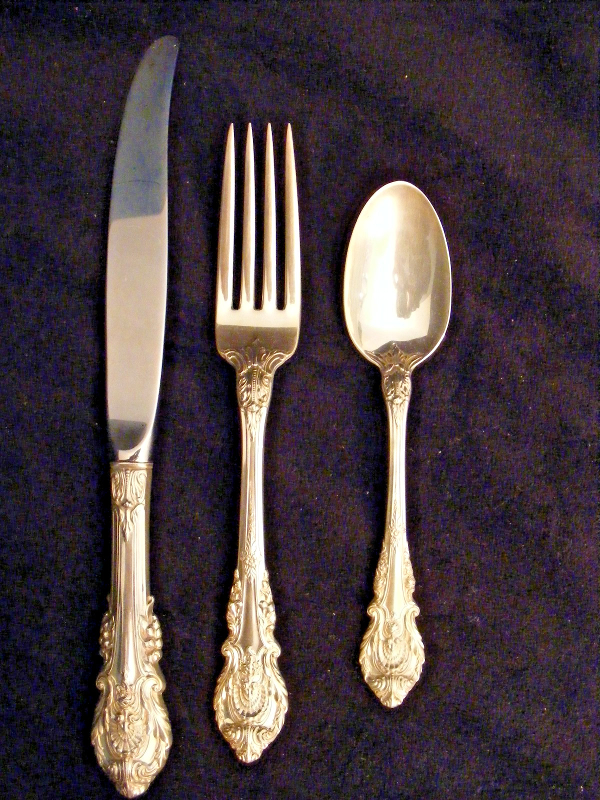 New 3 PC Place Setting / WALLACE / Sir Christopher / Sterling Silver Cutlery