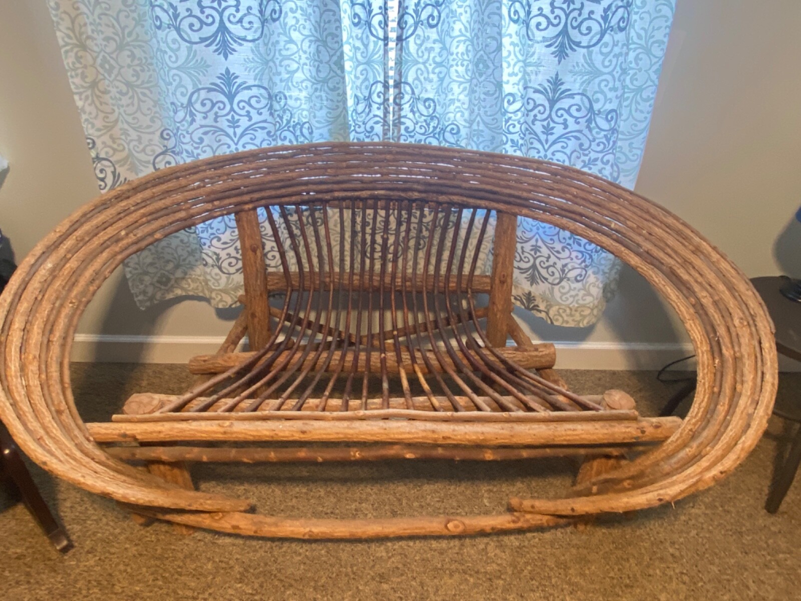 Adirondack Bent Twig Loveseat Handmade Wooden Oval Shape Great Condition Rare