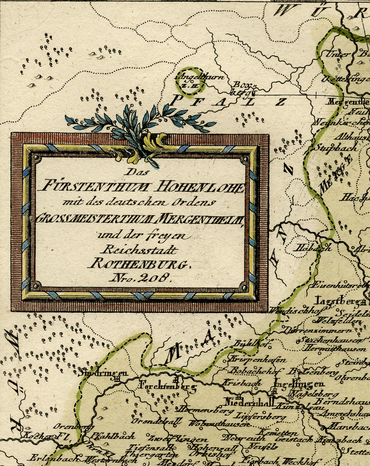 Antique Map-Old Hohenlohe region in Bavaria-Germany-ca. 1770