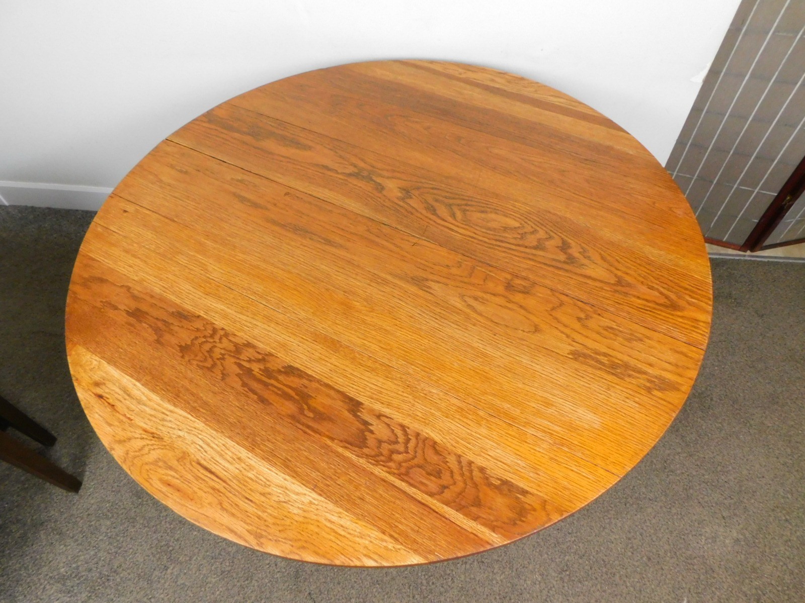 Antique Solid Oak 48″ Mission Arts Crafts Round Dining Table Pedestal Base SHIPS
