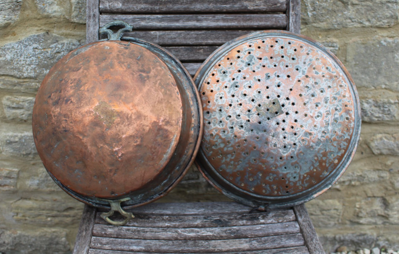 Antique Copper Sieve/Strainer and Pan
