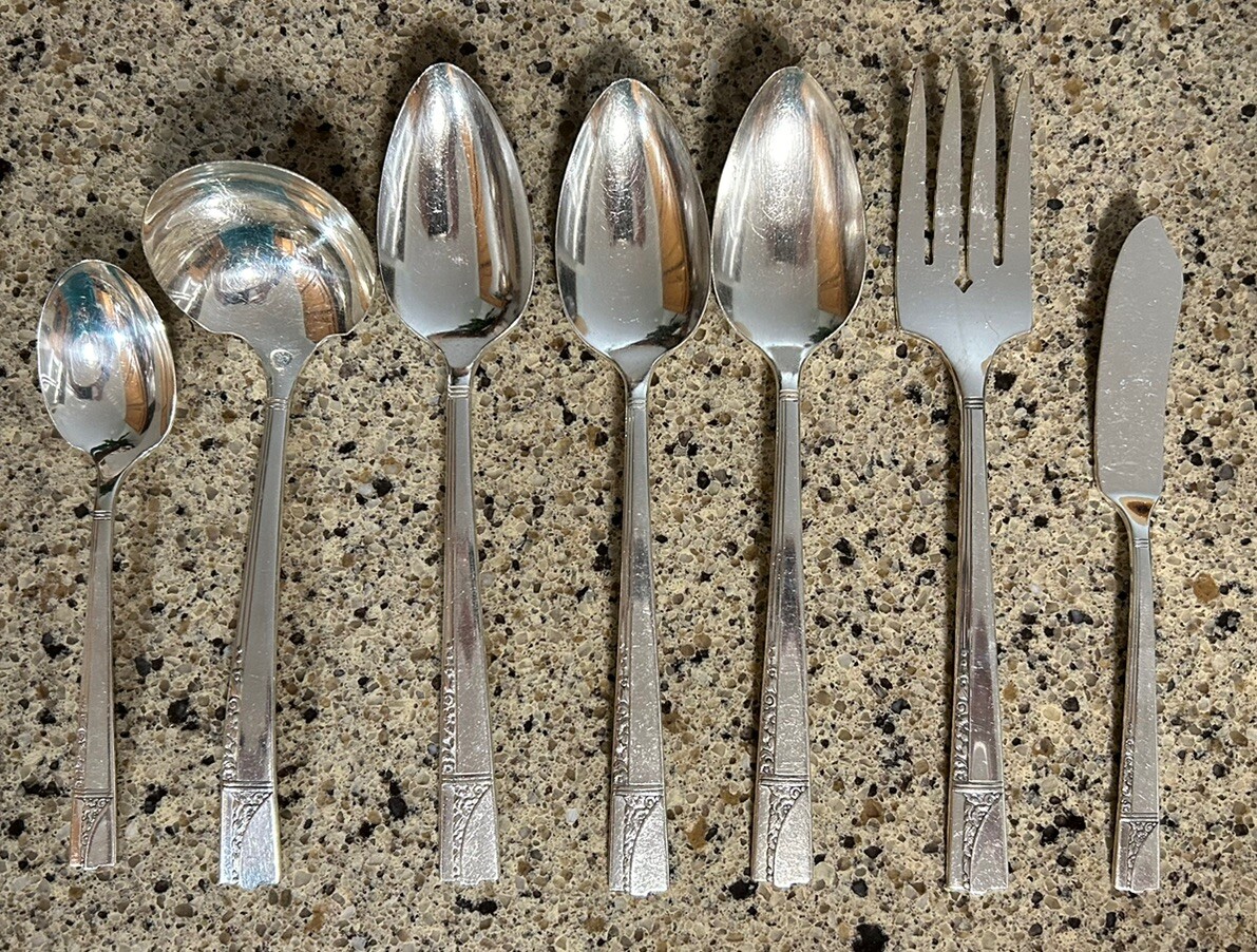 Oneida Nobility CAPRICE Silver Plate Flatware Lot of 53 Includes 6pc Serving Set