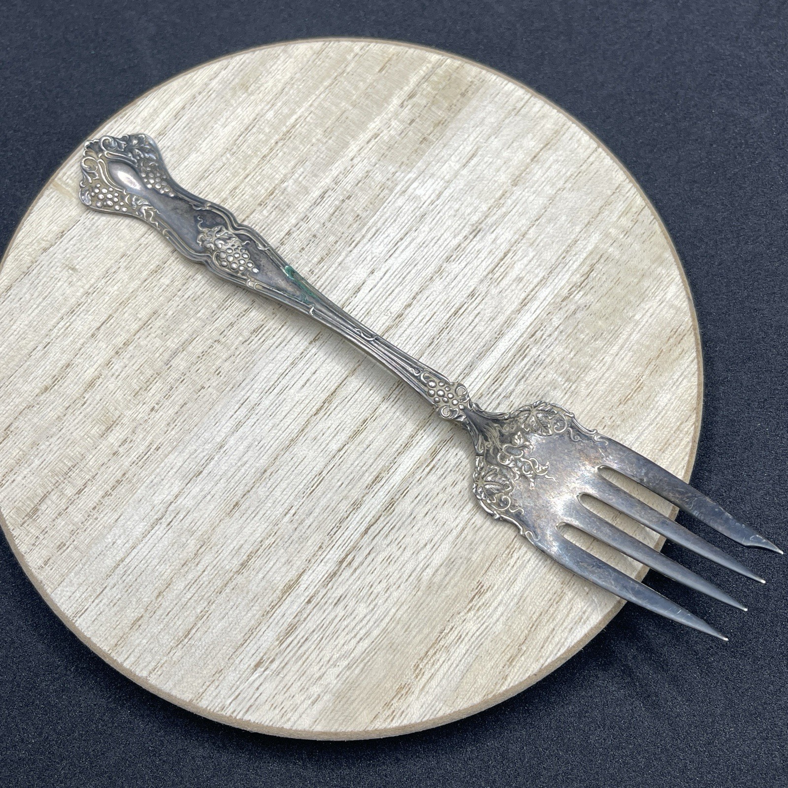 VTG Atq 1847 Rogers Bros. Silverplate Serving Meat Fork Patina Tarnished