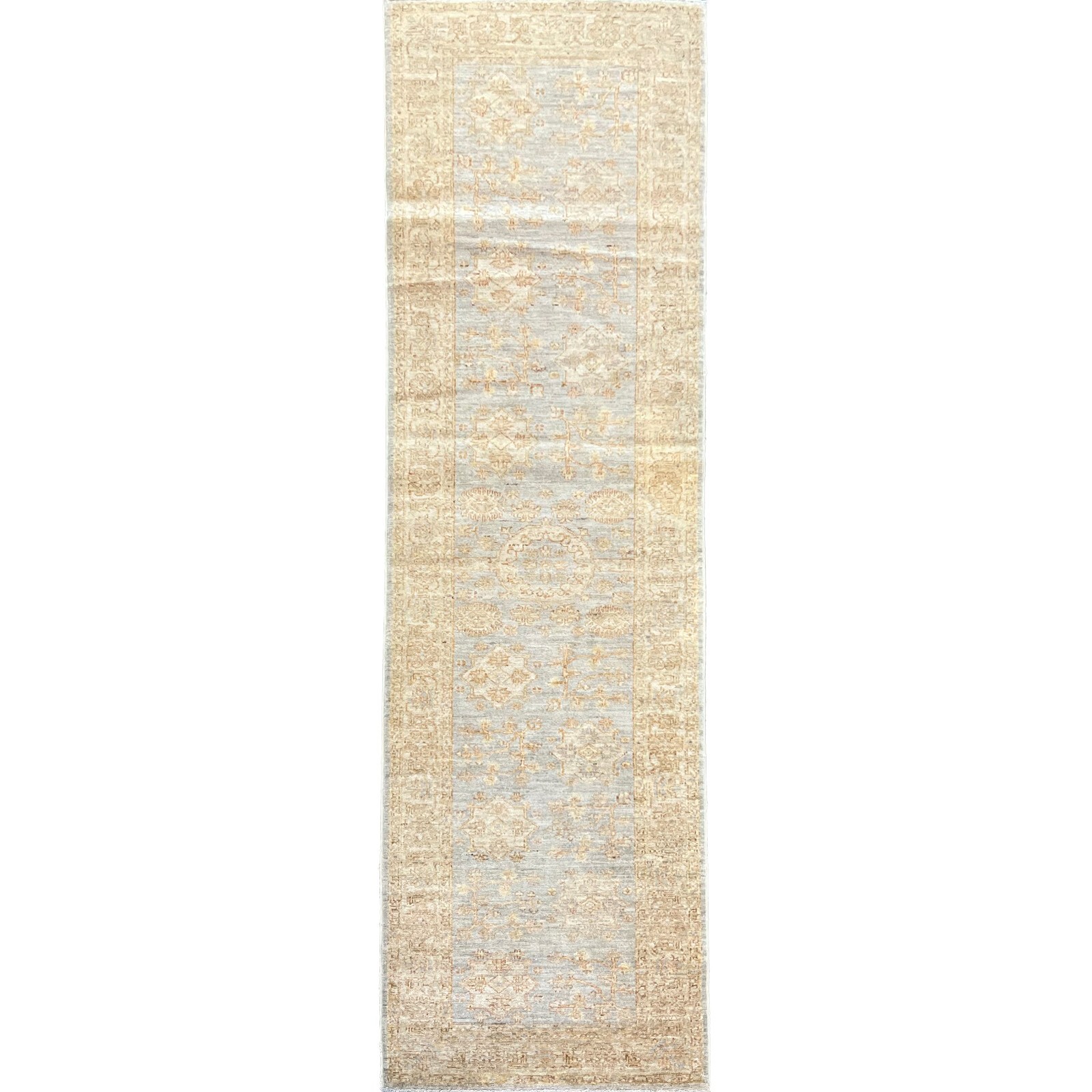 Handmade (2’6″ x 9’2″) Neutral Turkish Oushak Wool Runner Rug