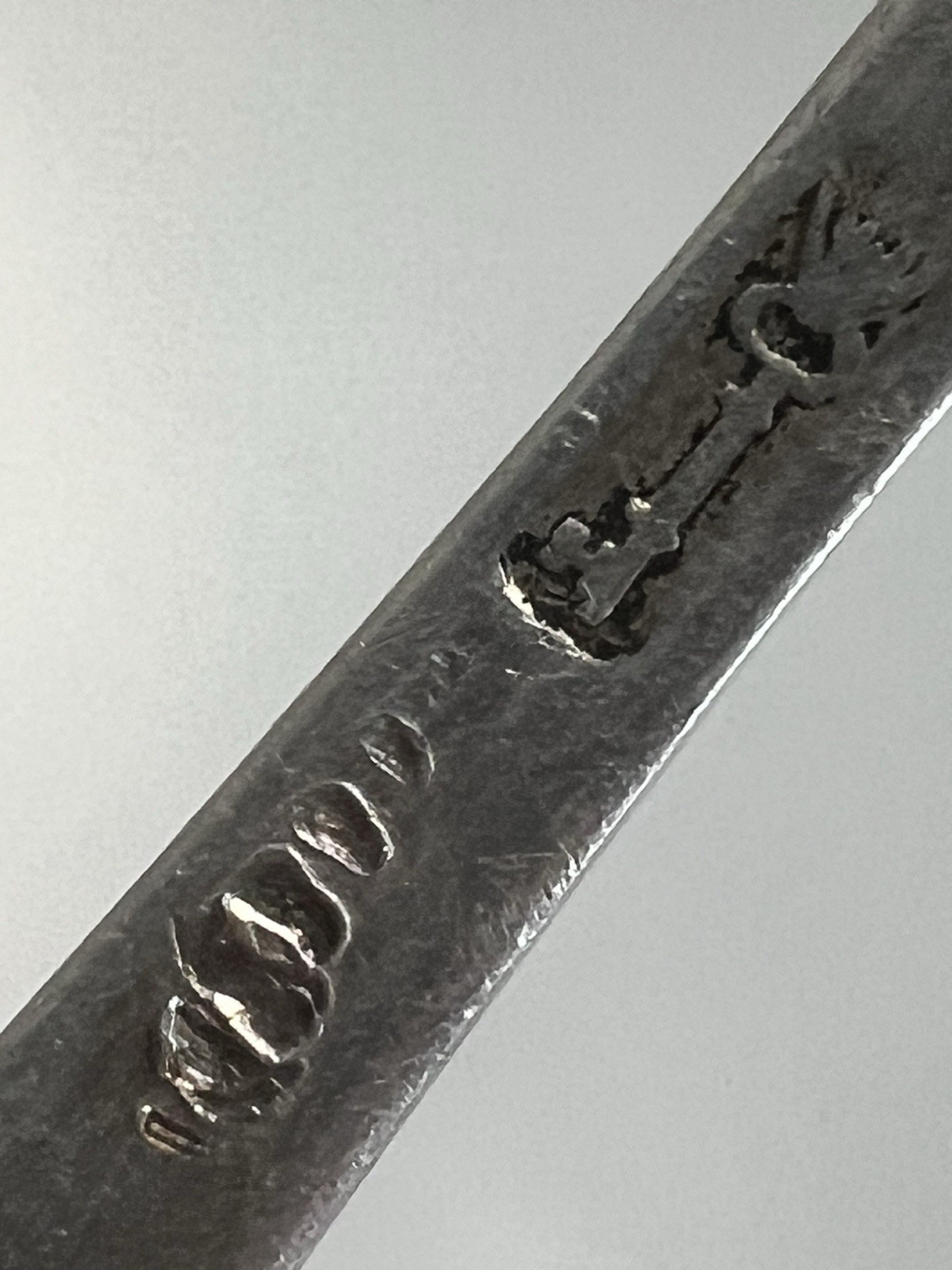 CM Silver Spoon with Hallmarks, United Kingdom, Decorative Handle, Antique