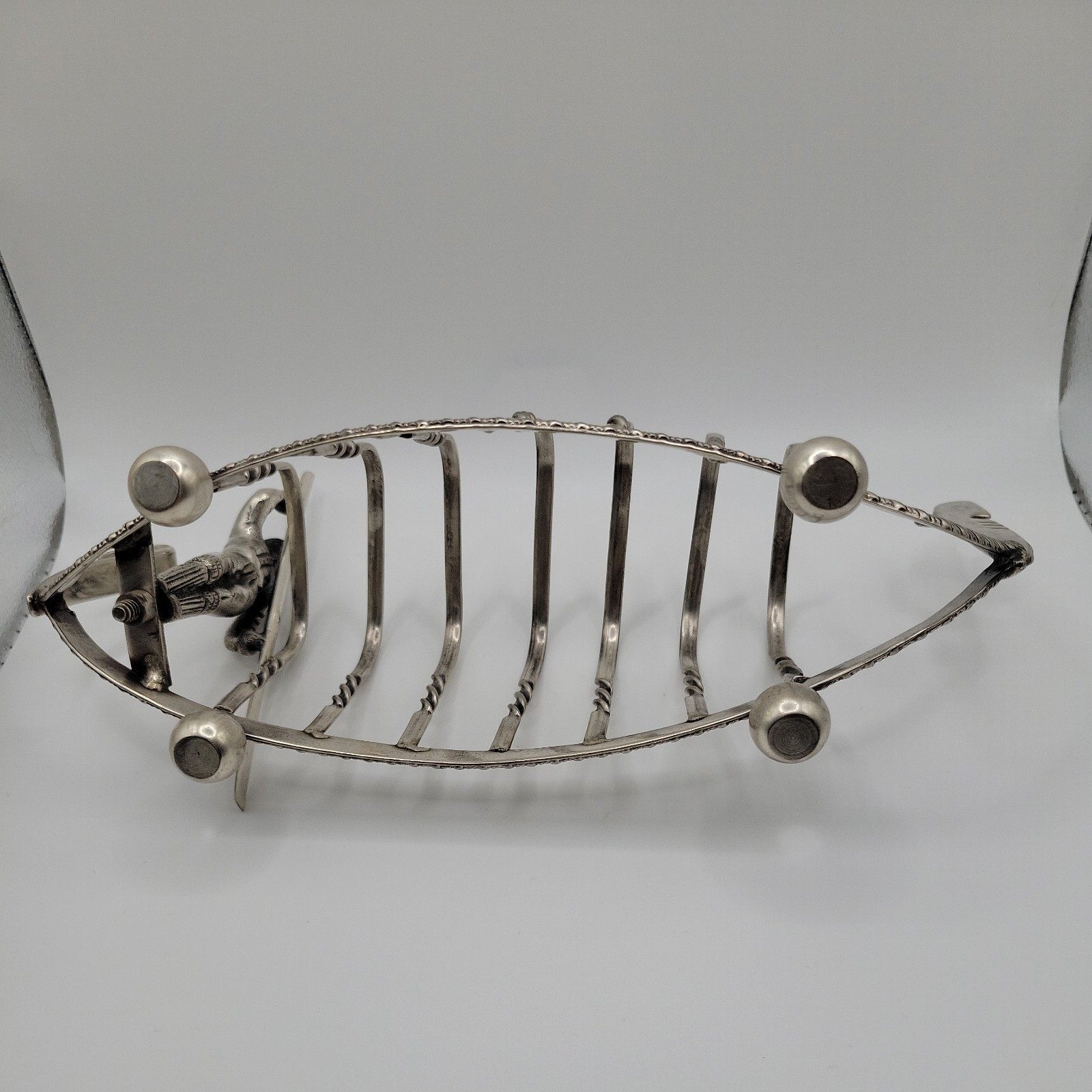 Old English Silver-Plate GondolaShape Toast Rack with Gondolier