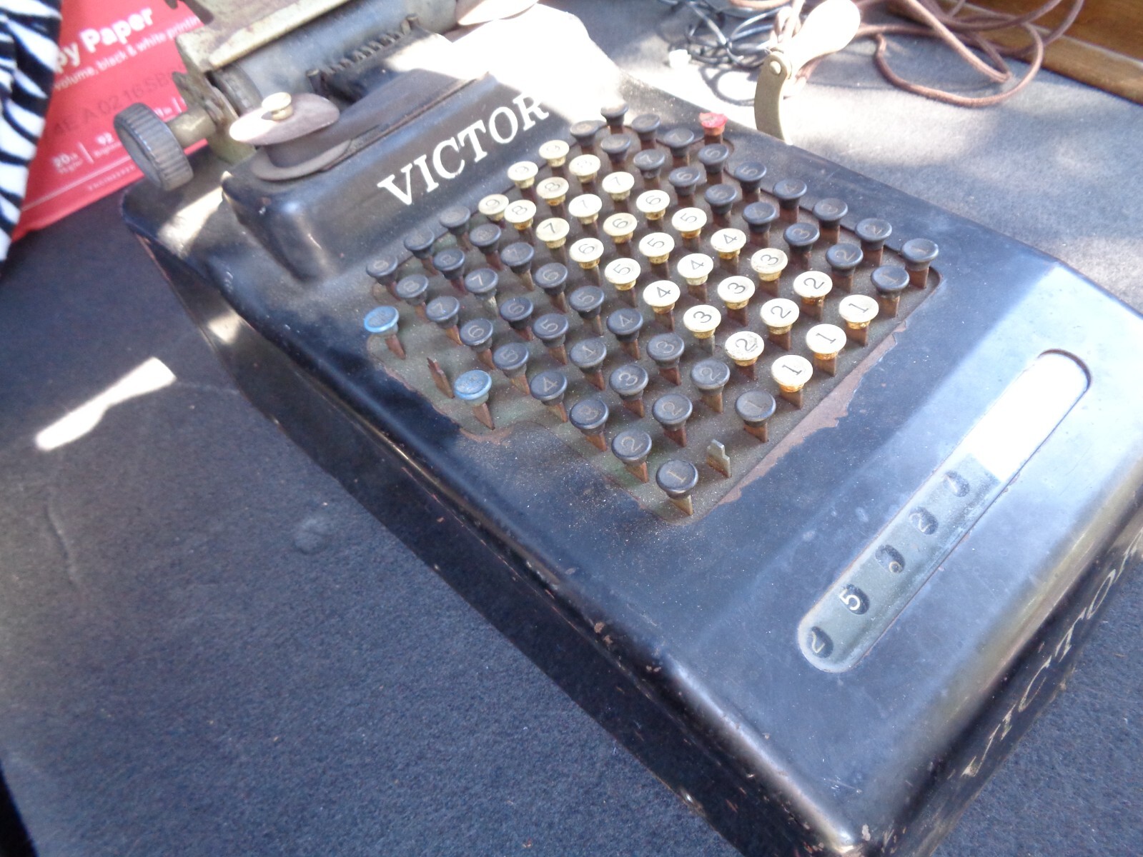 Antique Vintage Victor Hand Crank Adding Machine 1920’s 1930’s functional