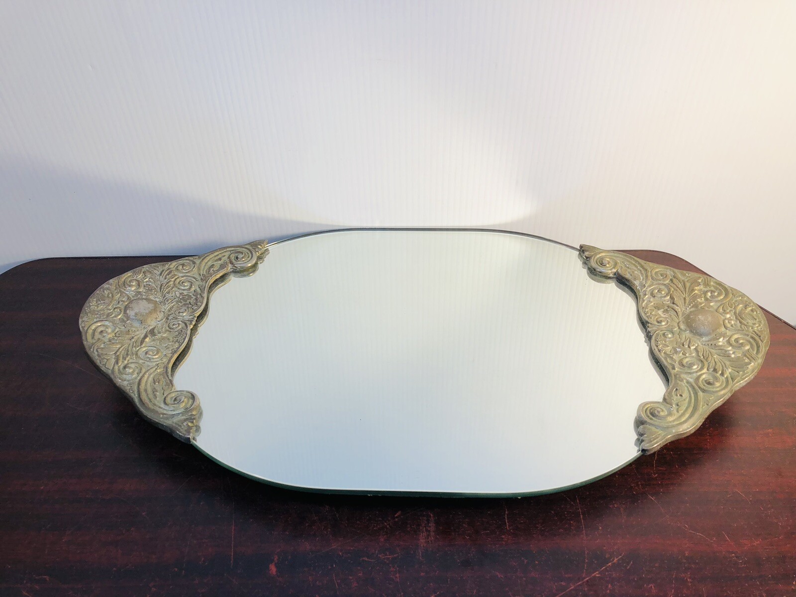 Godinger Silver Art Co Ltd Vintage Silver Mirror Antique Tray GSA 21” X 12”