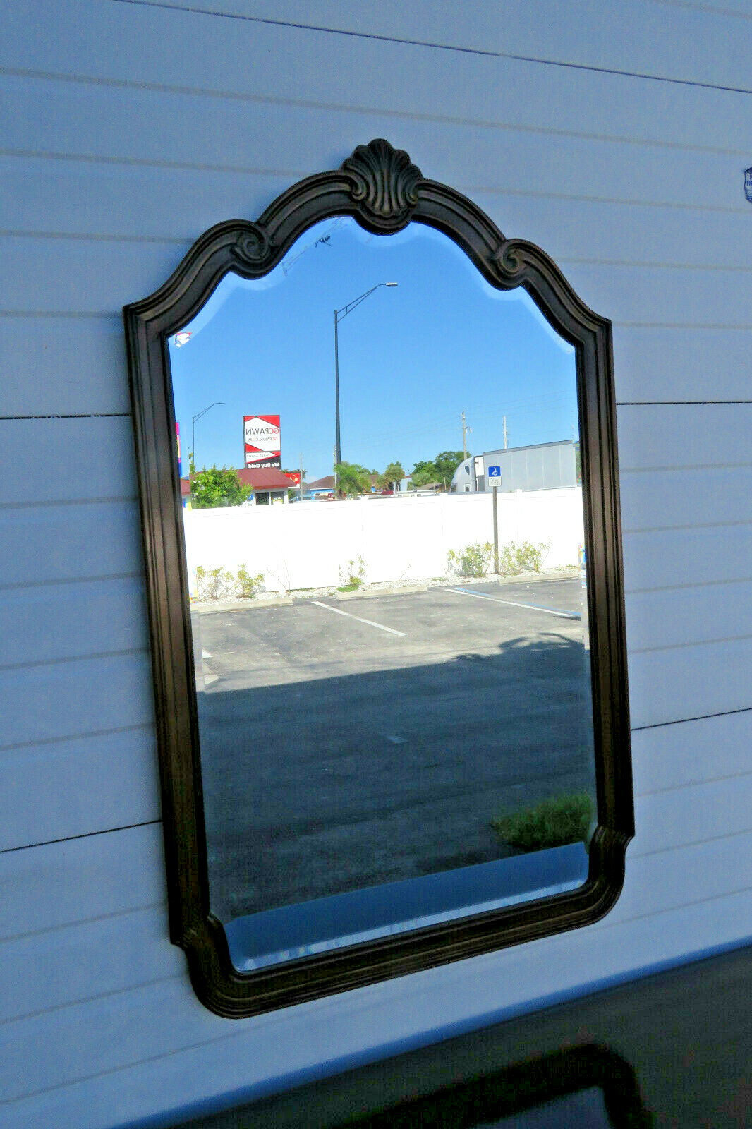 French Solid Cherry Wall Bathroom Vanity Dresser Mirror Drexel Heritage 1525