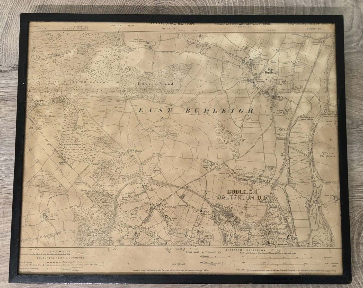 ANTIQUE VINTAGE MAP EAST BUDLEIGH DEVONSHIRE 1938 18″