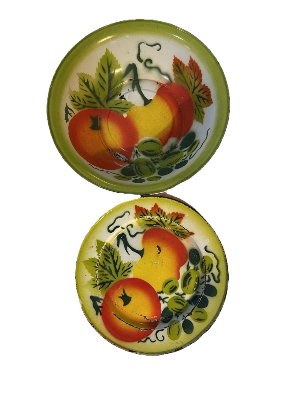 Set of 3 Enamelware Dishes 2-12” Fruit Bowl 1-10” Plate Chippy