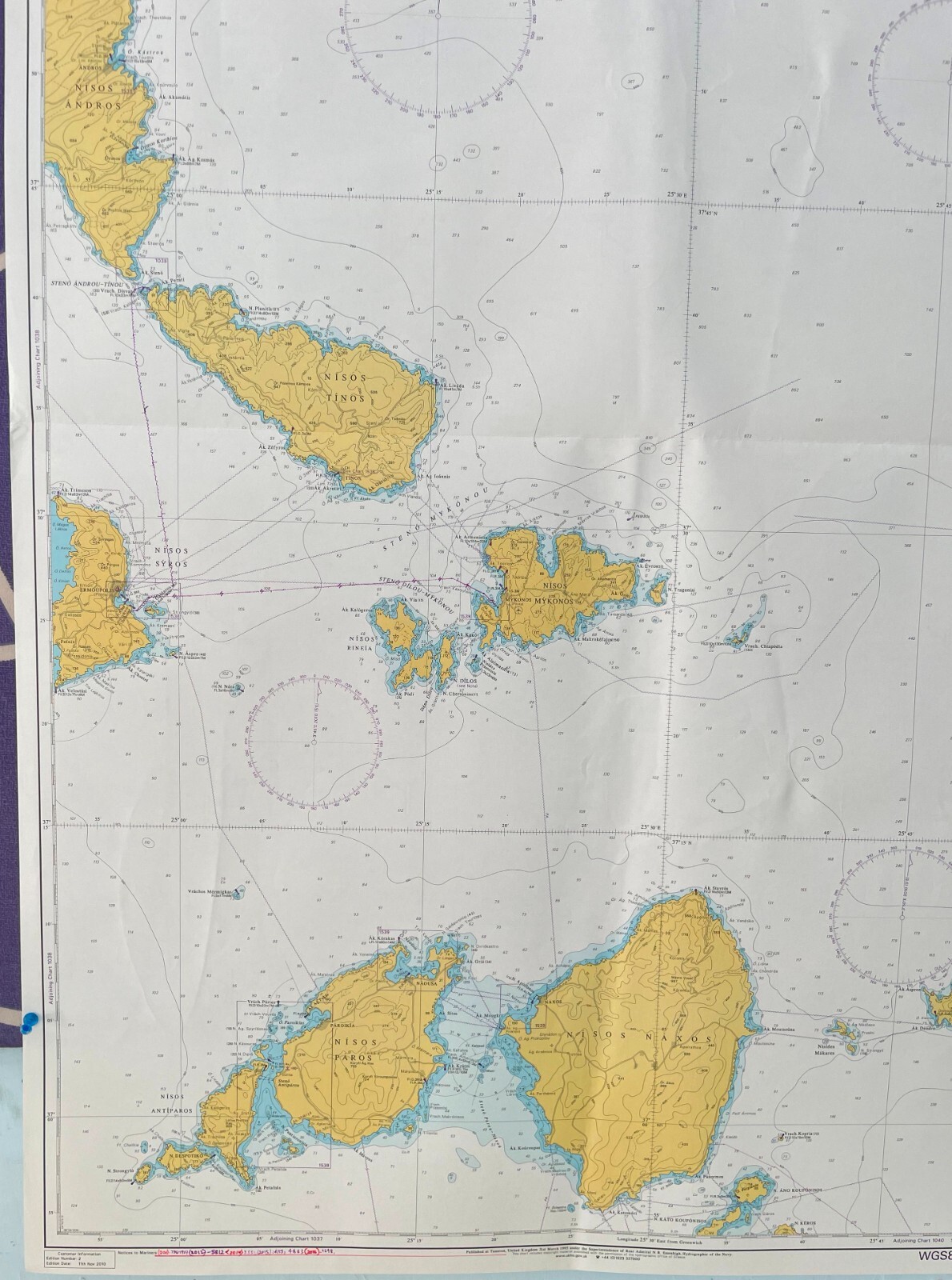 Admiralty 1041 AEGEAN SEA GREECE NISOS NAXOS TO VRACHOI KALOGEROI CHART MAP WALL