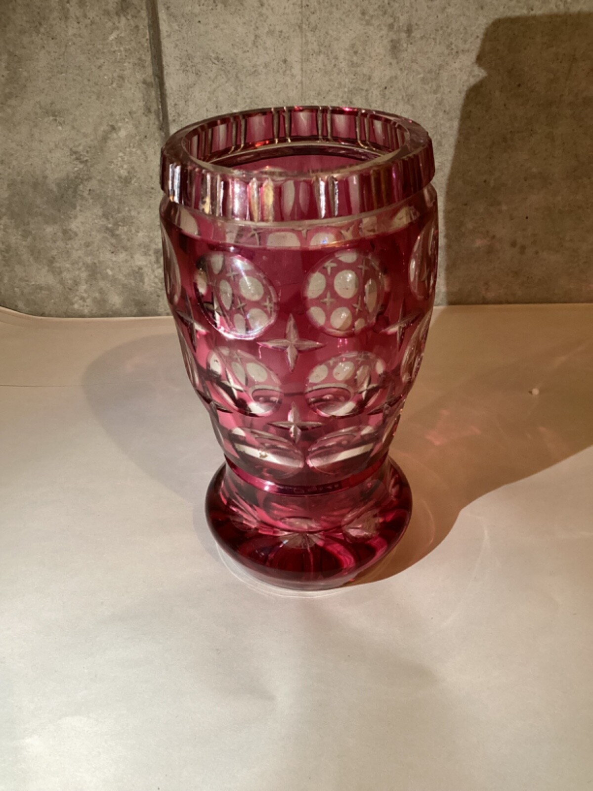 1850’s Biedermeier Czech Bohemian Cup: Clear and Amber 6.50” Lendl Estate
