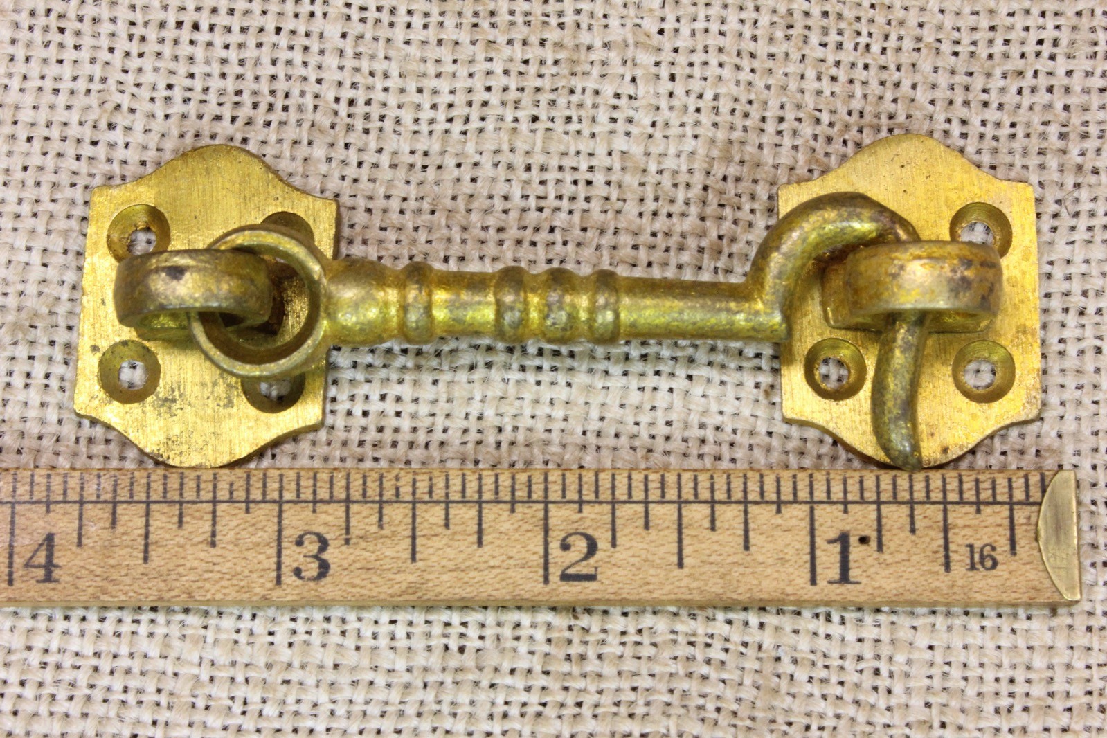 Old House Door Latch Hook & Eye Back Plates Shutter Catch Brass Security Vintage
