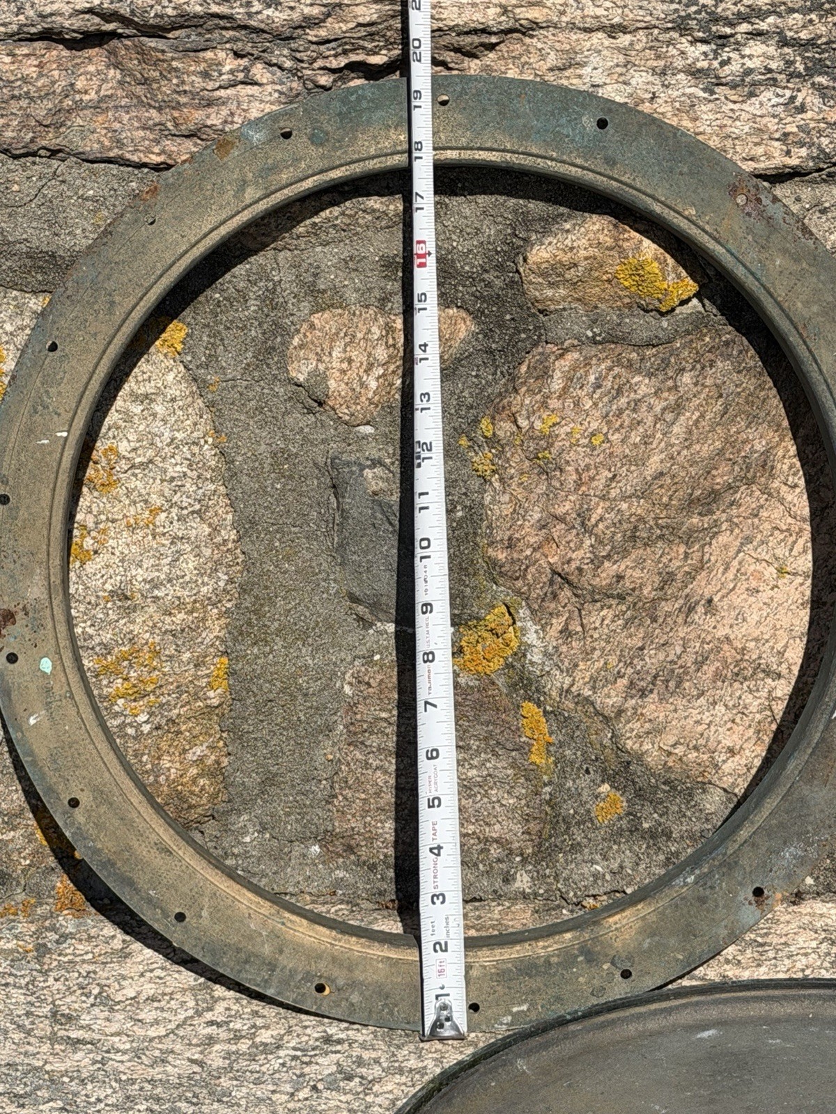 Antique Industrial Solid Round Brass Hatch Cover 19” w/ Flange – Arch. Salvage