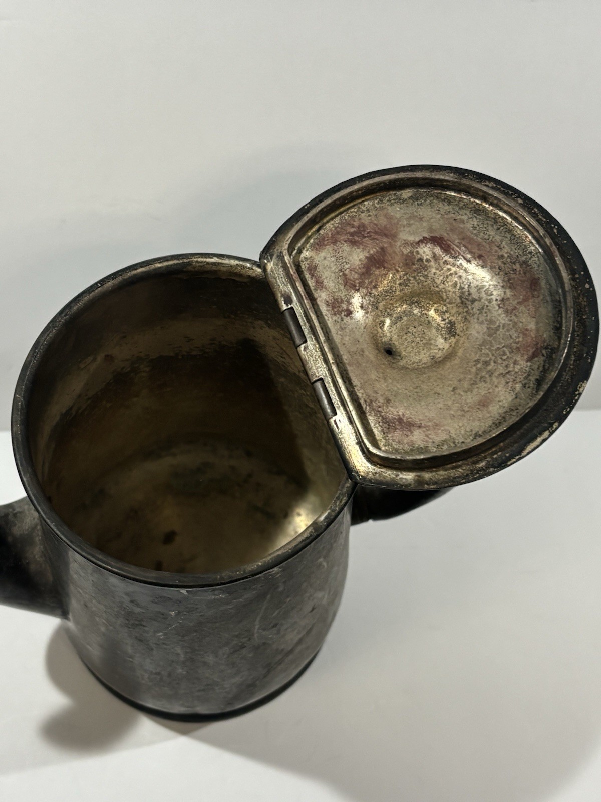 Antique Wear-Brite Silverplate Teapot Hinged Lid Hotelware Pot Rustic Patina