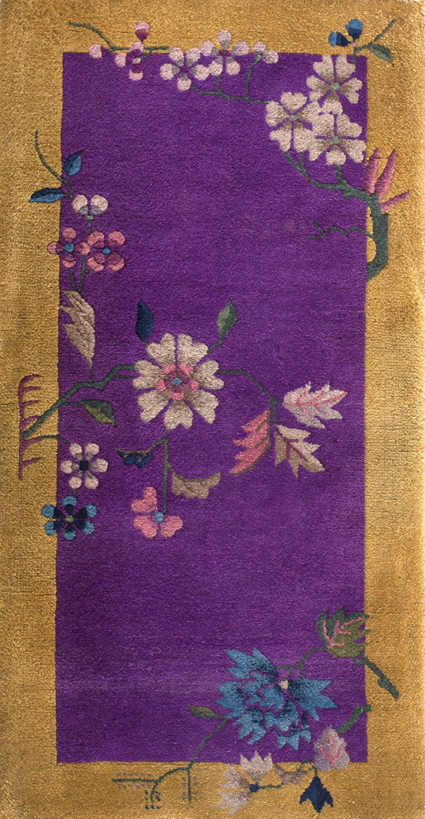 2X3 Antique Chinese Art Deco Wool Area Rug 1920