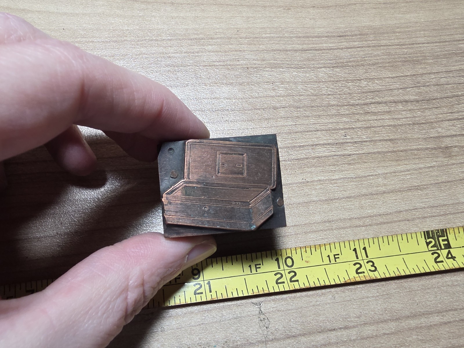 Vintage Letterpress Printing Block Tackle Tool Lunch Money Fire Box?