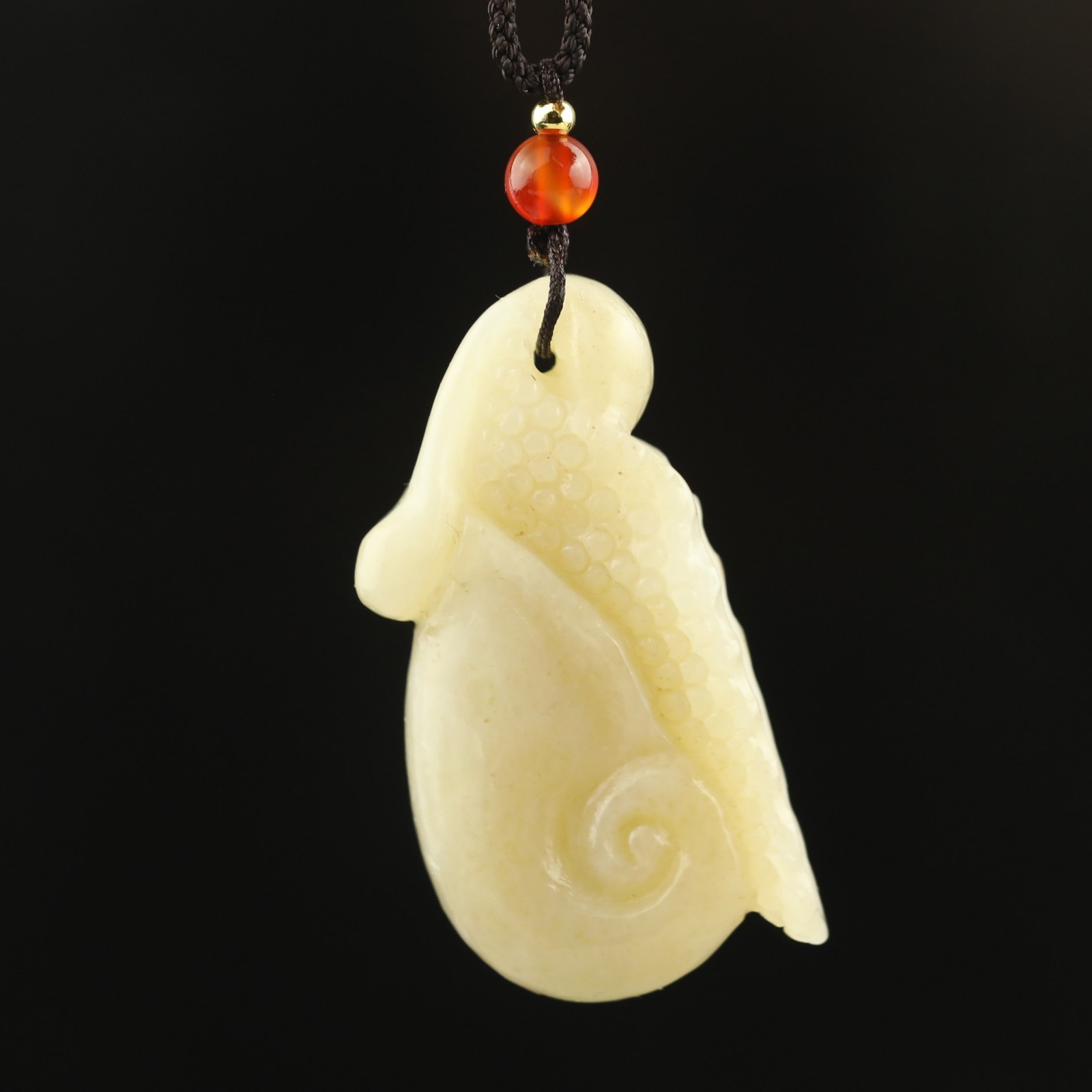 Natural hetian Jade hand carved snail pendant A6