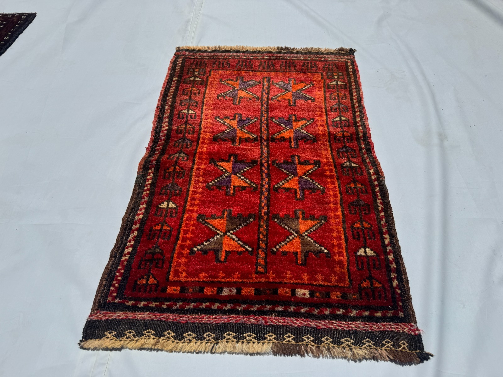 2×3 Ft Afghan Handmade Vintage Geometric Rug Baluchi Tribal Oriental Wool Carpet