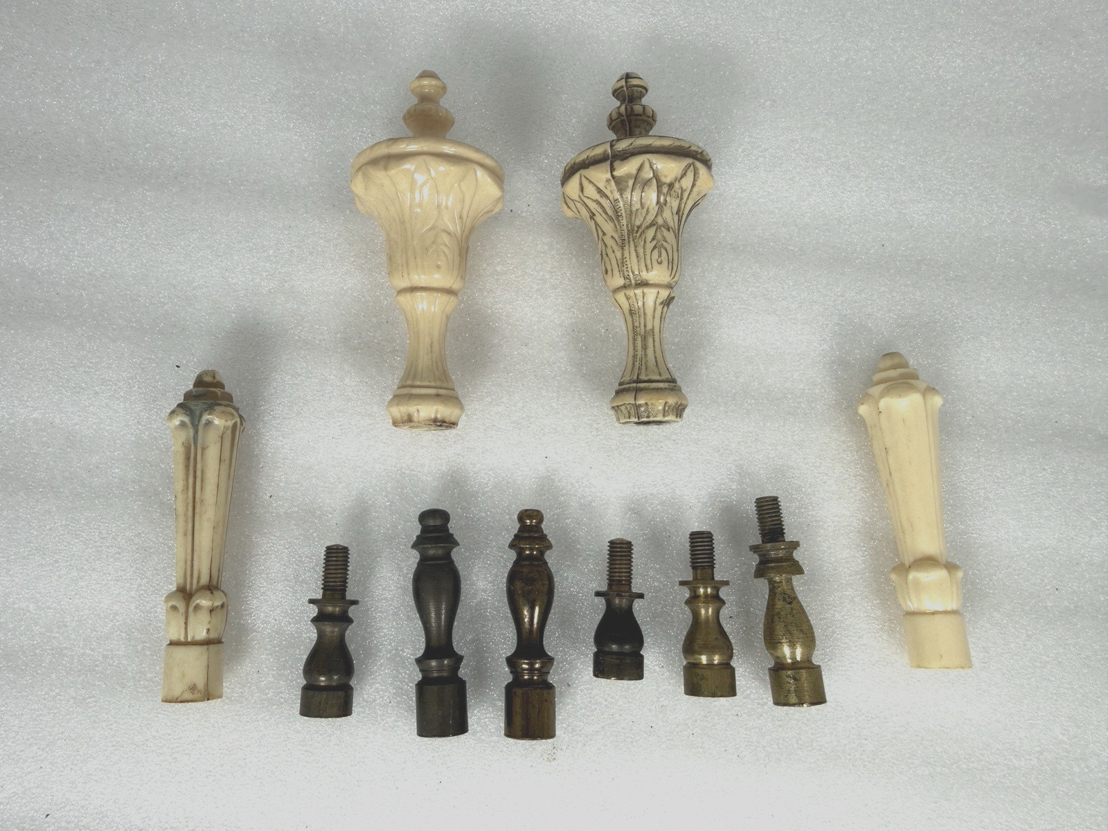 Lot of 10 Vintage Molded Plastic Topper Finials and Other Metal Topper Finials