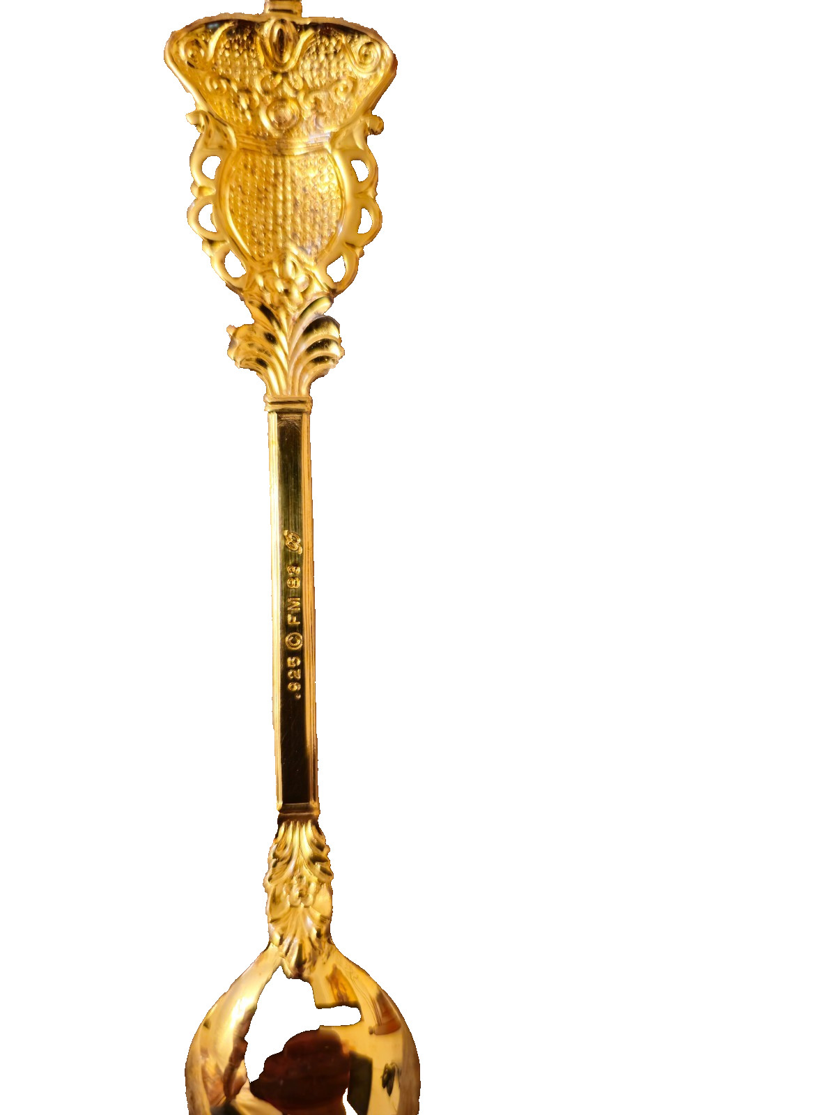 1984 FRANKLIN MINT HOUSE OF FABERGE JEWELED GOLD ON SILVER CROWN SPOON SPAIN
