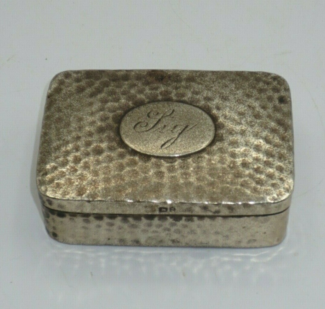 ANTIQUE BIRMINGHAM HALLMARKED STERLING 1899 “C&S” HINGED TRINKET BOX