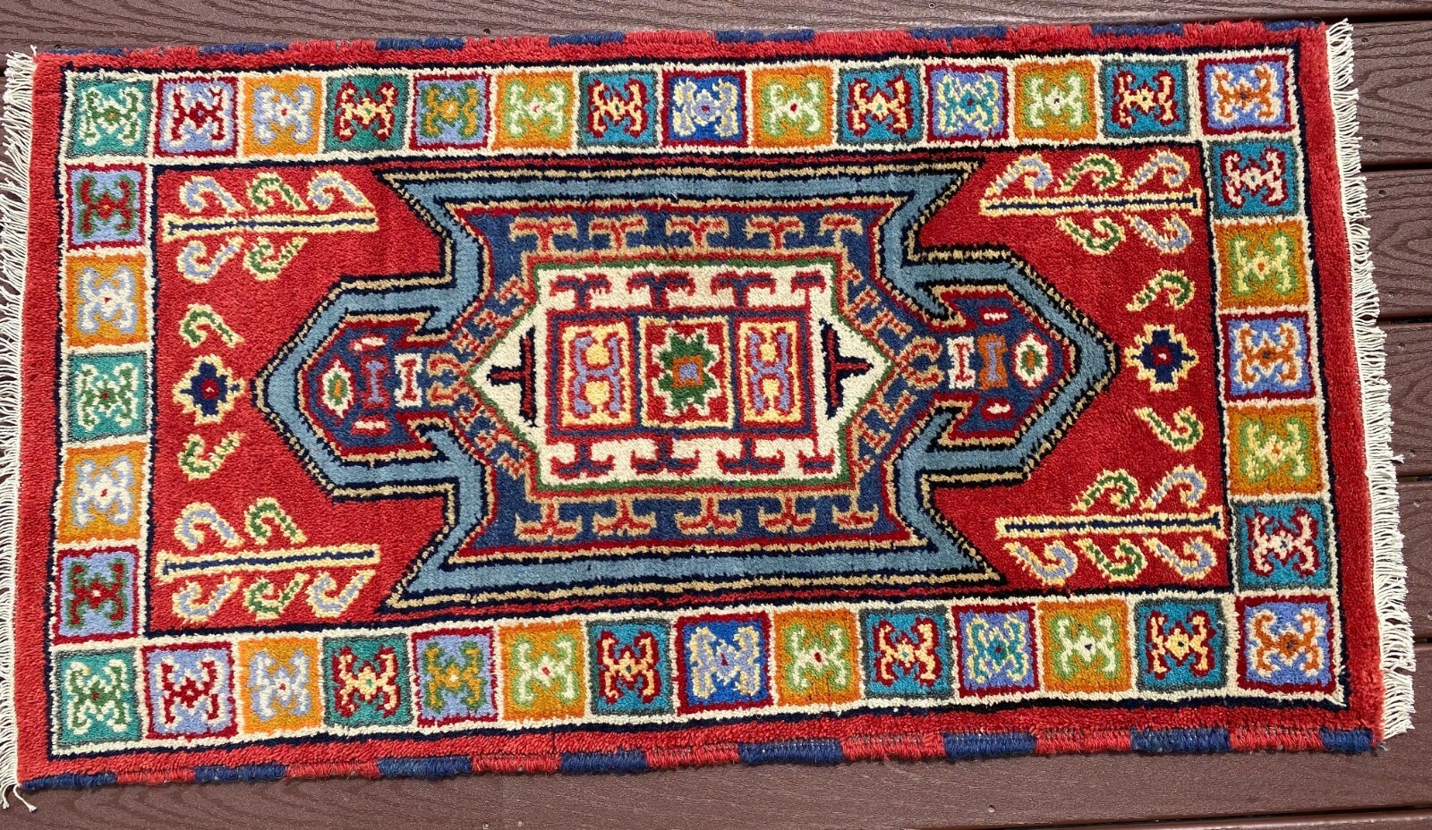 New Handmade in India Tribal & Geometric Colorful Scatter Rug/Accent Rug, 2×4