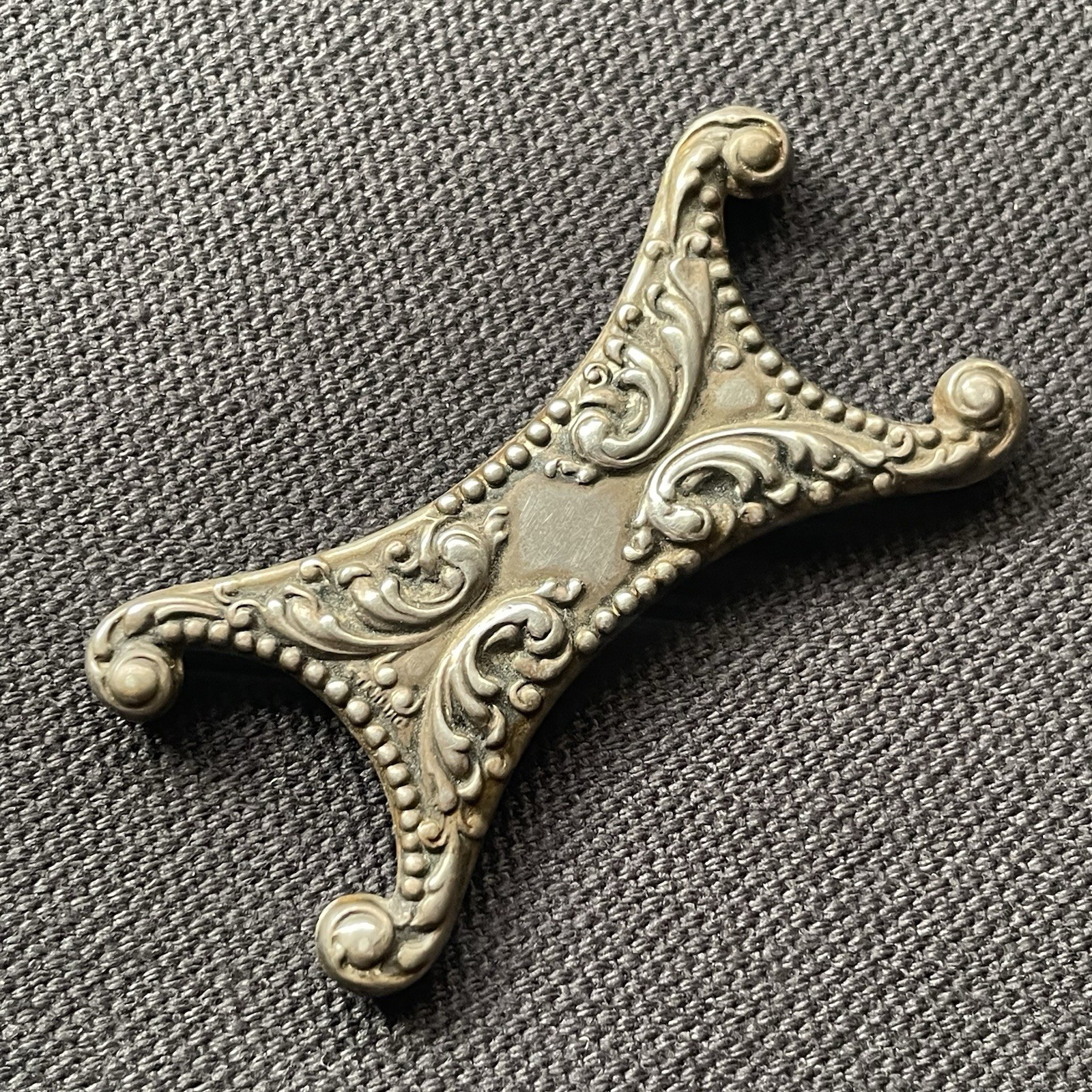 Antique Sterling Silver Thread Winder Holder Repousse Sewing Floral Victorian