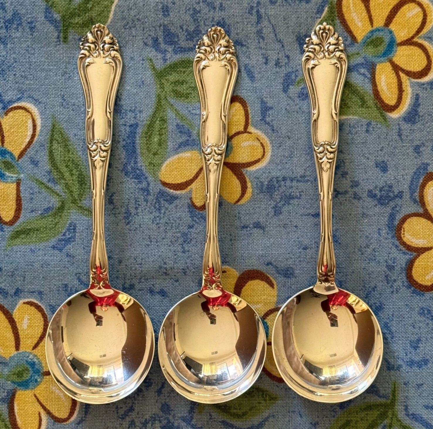 Amston Silver Champlain Sterling Round Bowl Soup (Gumbo) Spoon, Set of 3, 4.06OZ