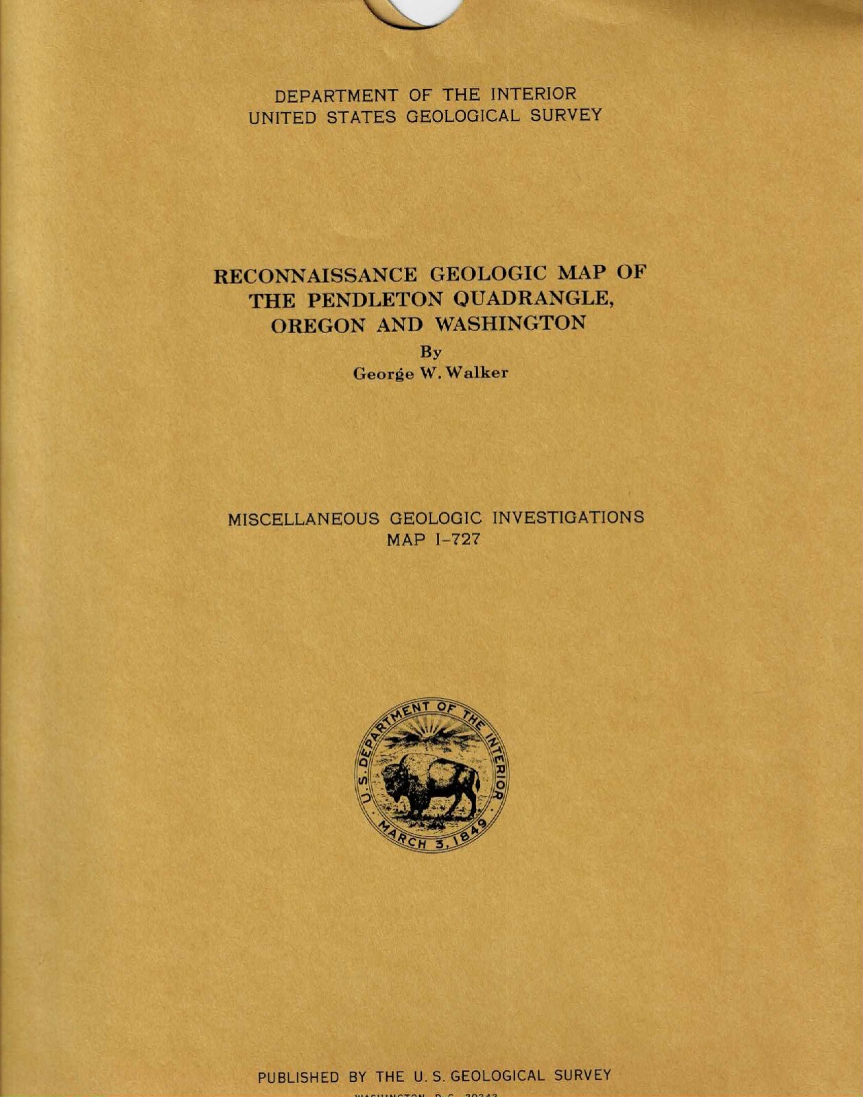 USGS Geologic Map: Pendleton Quadrangle, Oregon and Washington