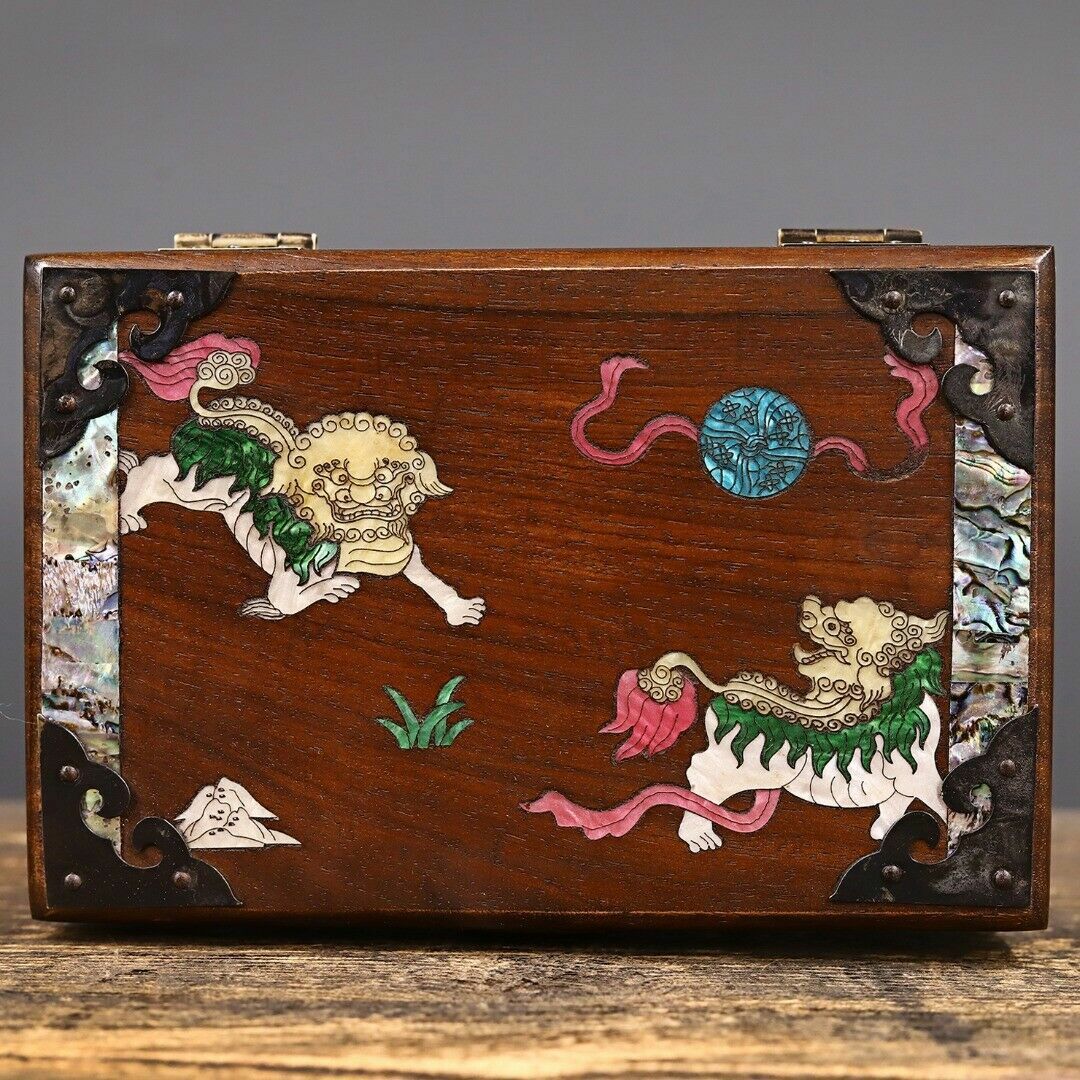 Chinese Natural Rosewood Inlaid shells Handmade Exquisite Boxes 104247
