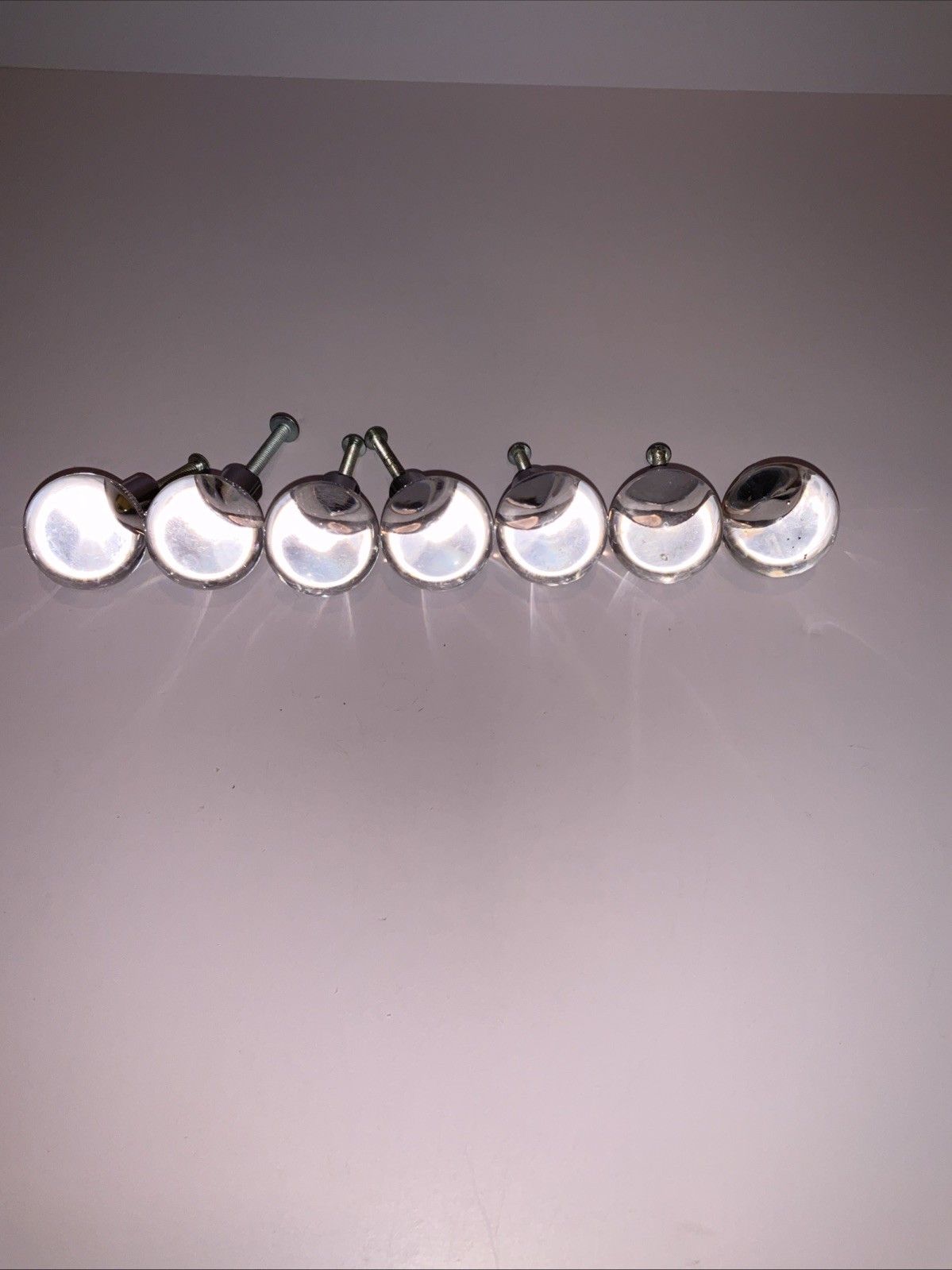 Vintage Lucite Clear Ball Drawer Knobs Pulls Set of 7 Acrylic Cabinet Handles