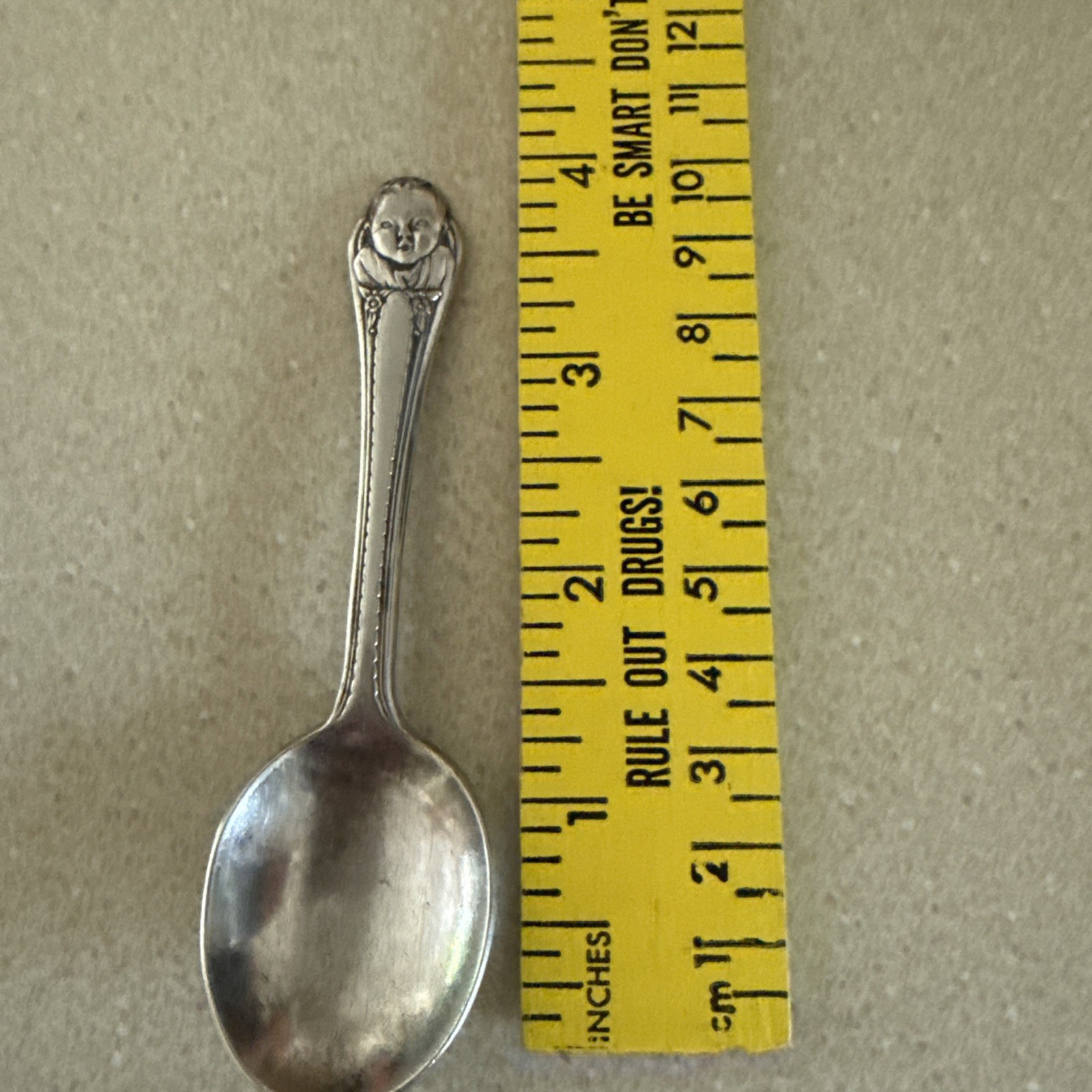 Gerber Winthrop Silver Plate Baby Spoon With Face On Handle 1940s
