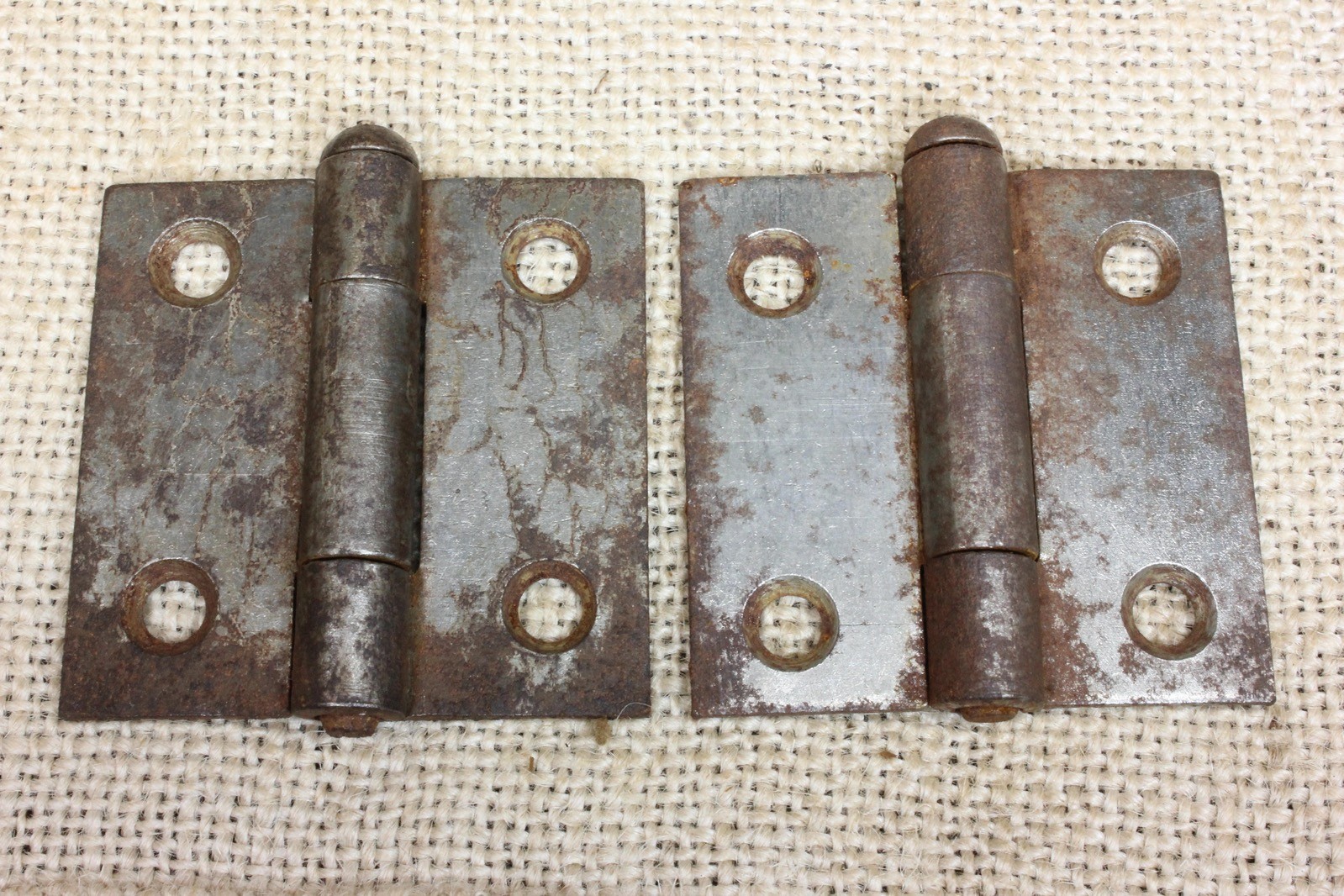 2 Old Cabinet Door Hinges Removable Pin Rustic Steel 2″ X 2” Vintage Stanley