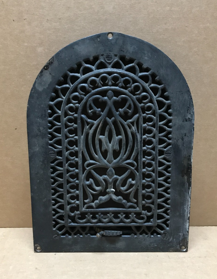 Antique VTG Cast Iron 8×12 Decorative Arch Dome Top Wall Heat Grate Old 977-26B