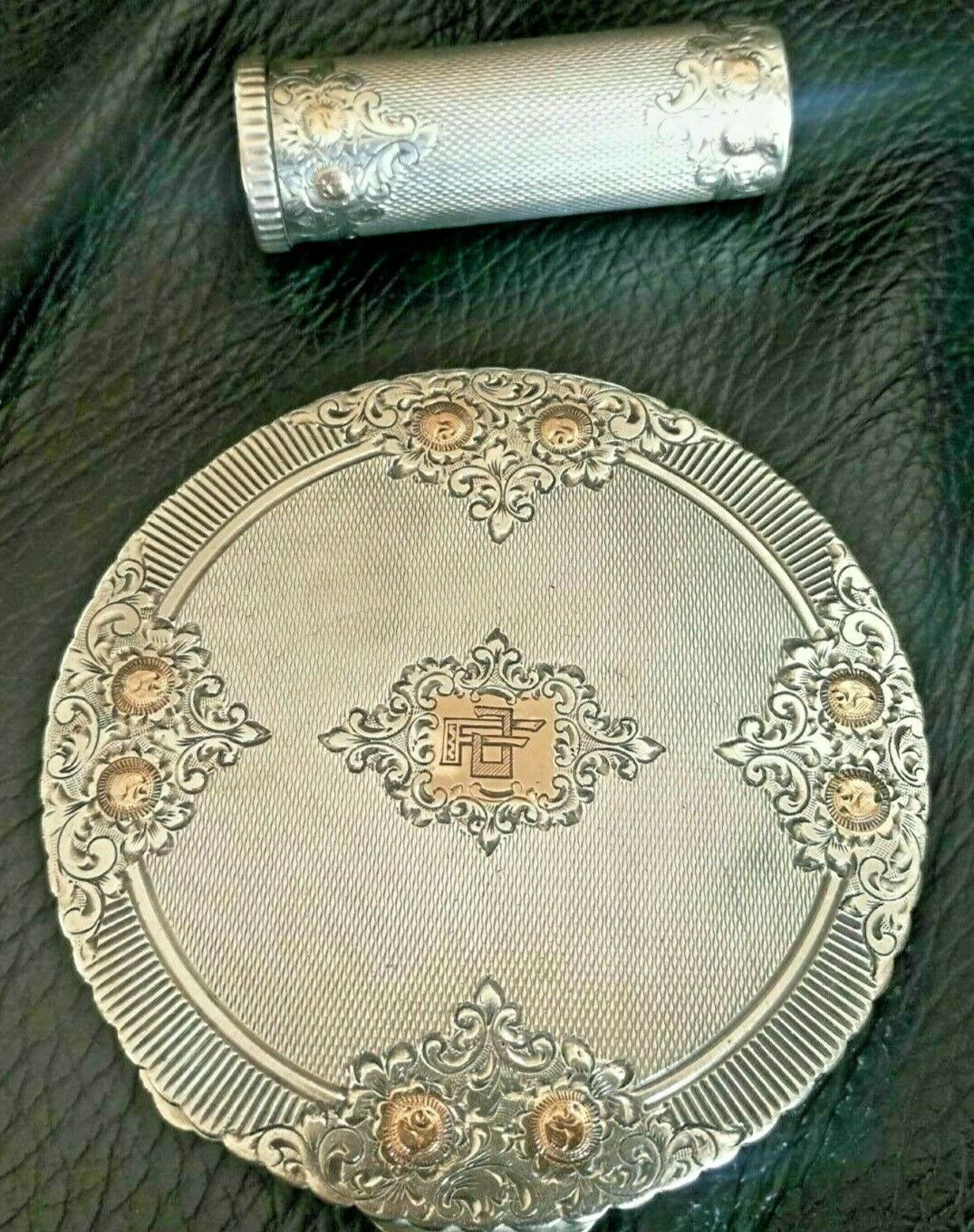 French antique française Boîte de poudre 19th Sterling Silver * too gift…